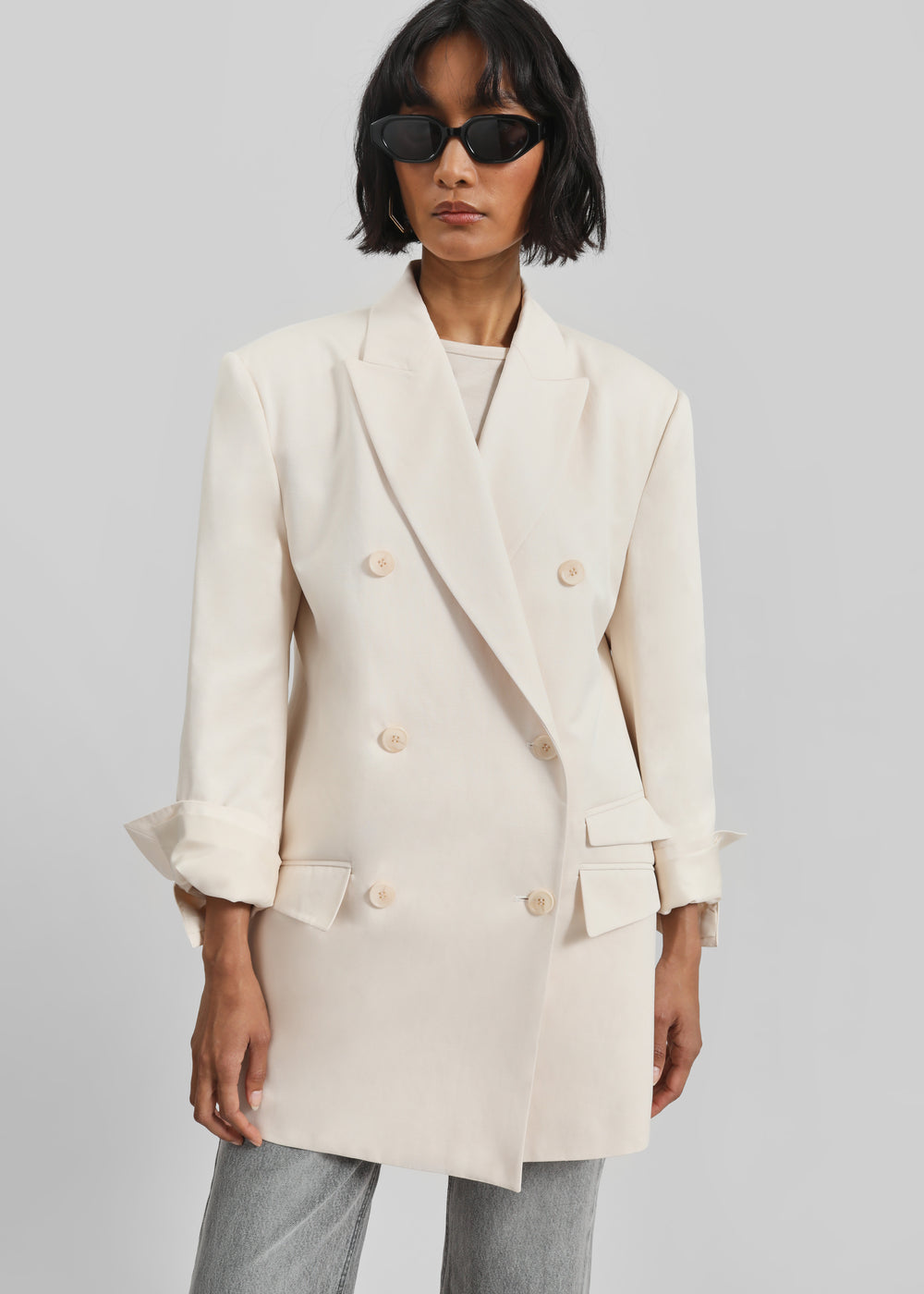 Dunleer Double-Breasted Blazer - Cream