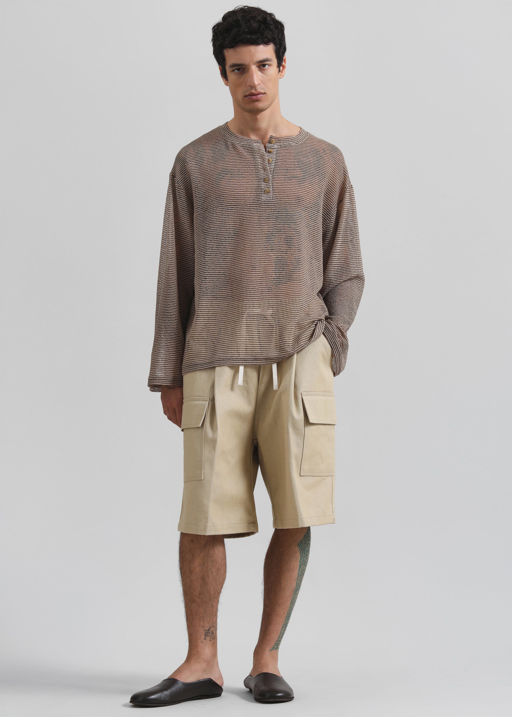 Shop the look image for Luray Henley T-Shirt - Beige/Black Stripe