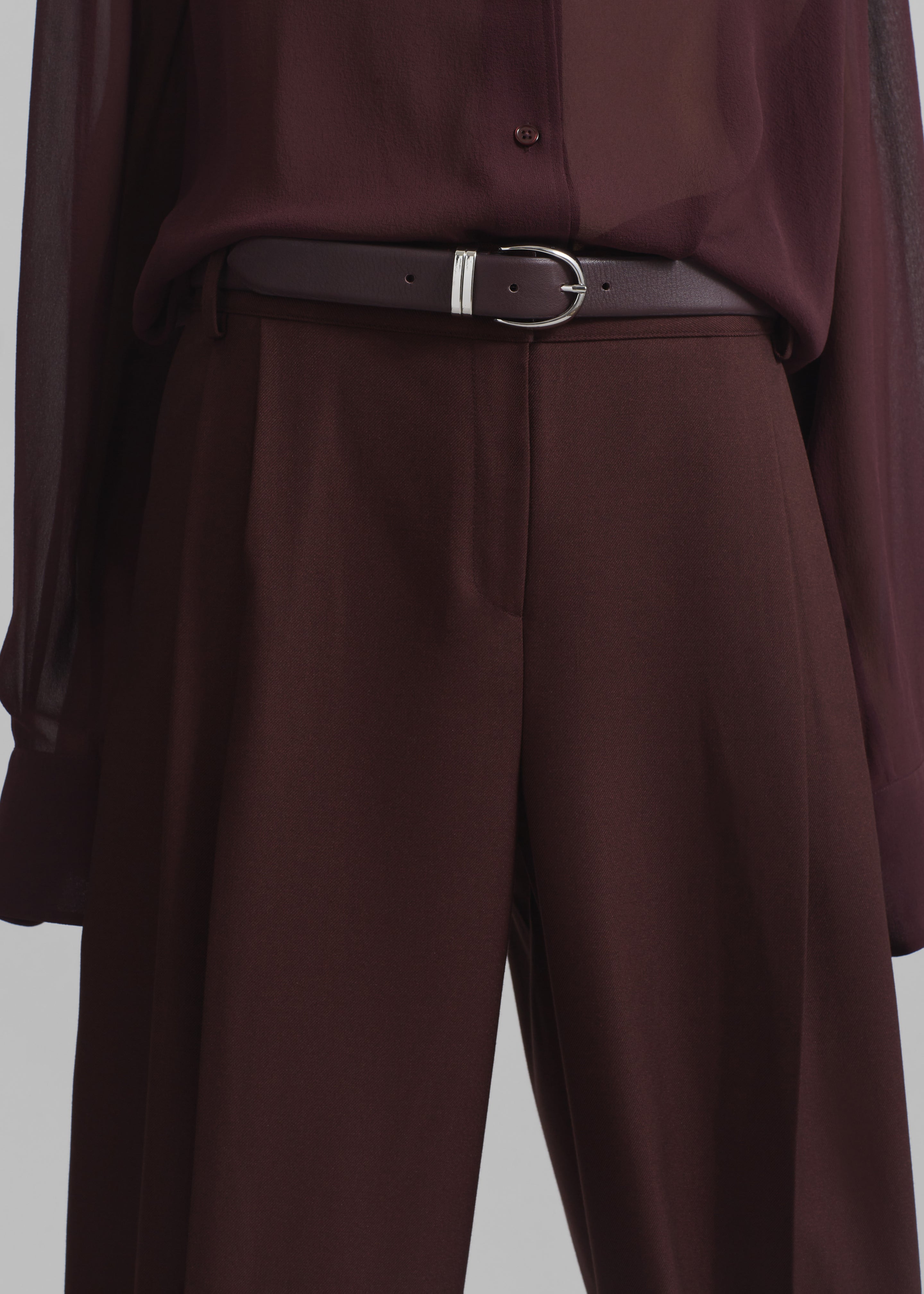 Durham Pleated Trousers - Burgundy - 5