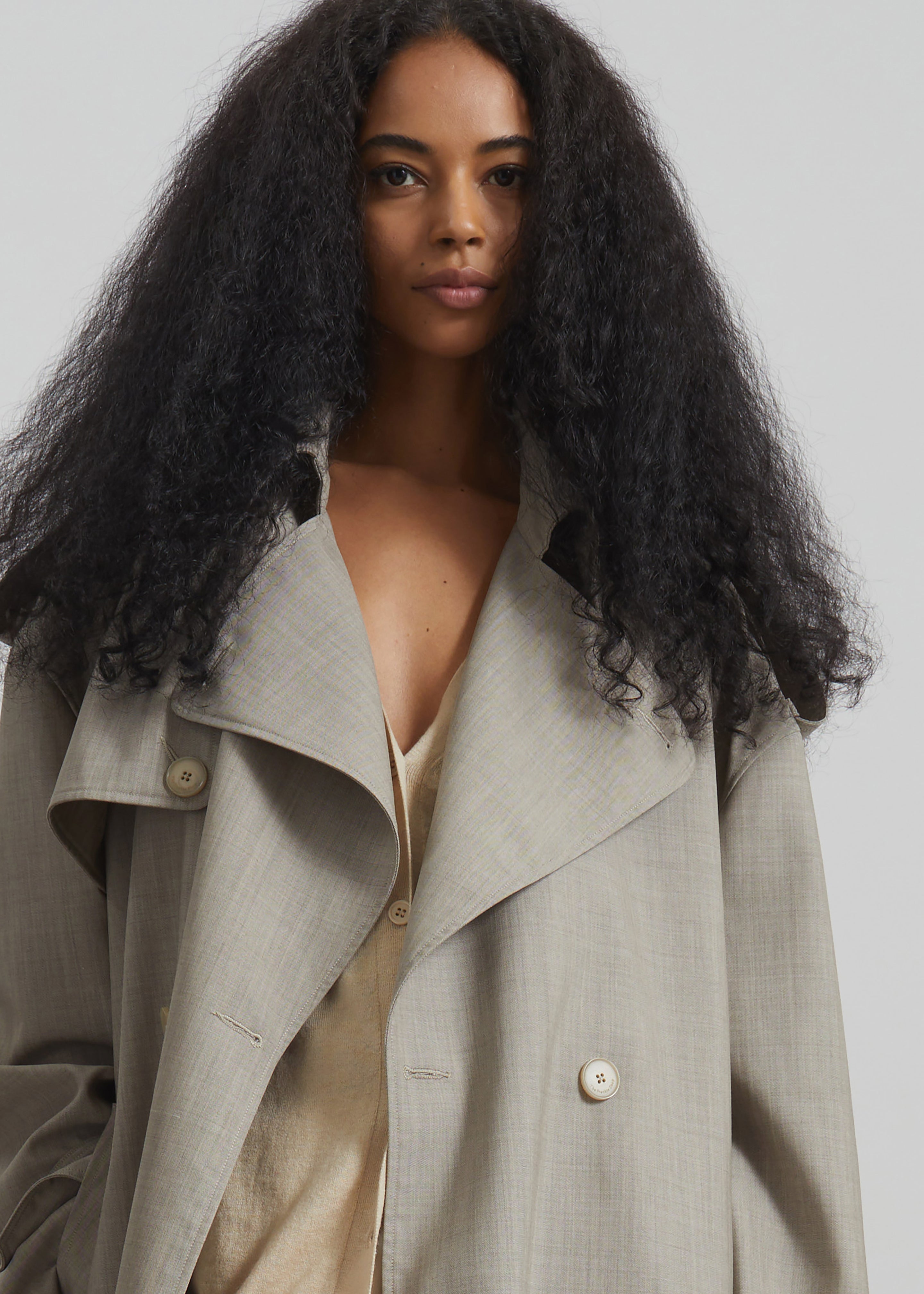 Dursley Oversized Trench Coat - Beige Melange – The Frankie Shop