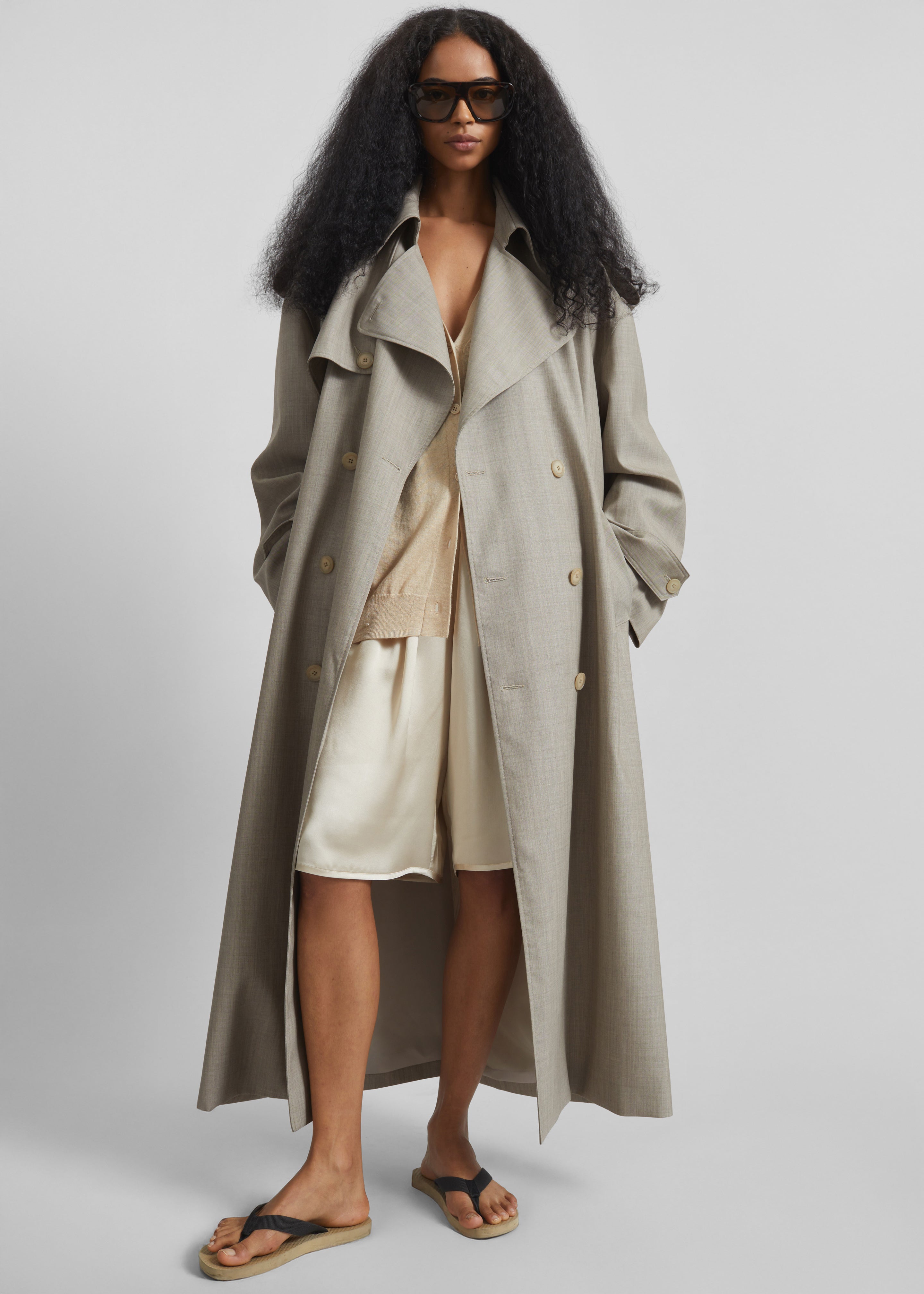 The Frankie Shop ベージュ トレンチコート Dursley Oversized Trench Coat - Beige Melange – The Frankie Shop