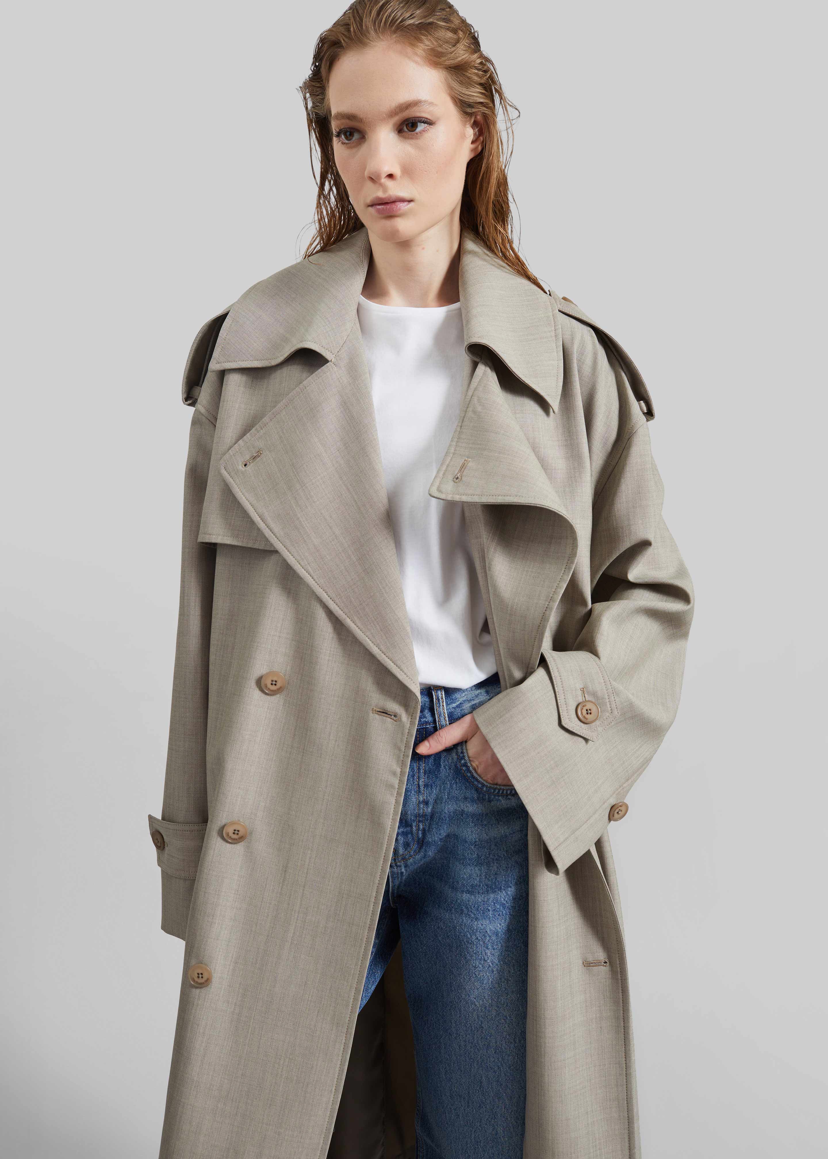 Dursley Oversized Trench Coat - Beige Melange – The Frankie Shop