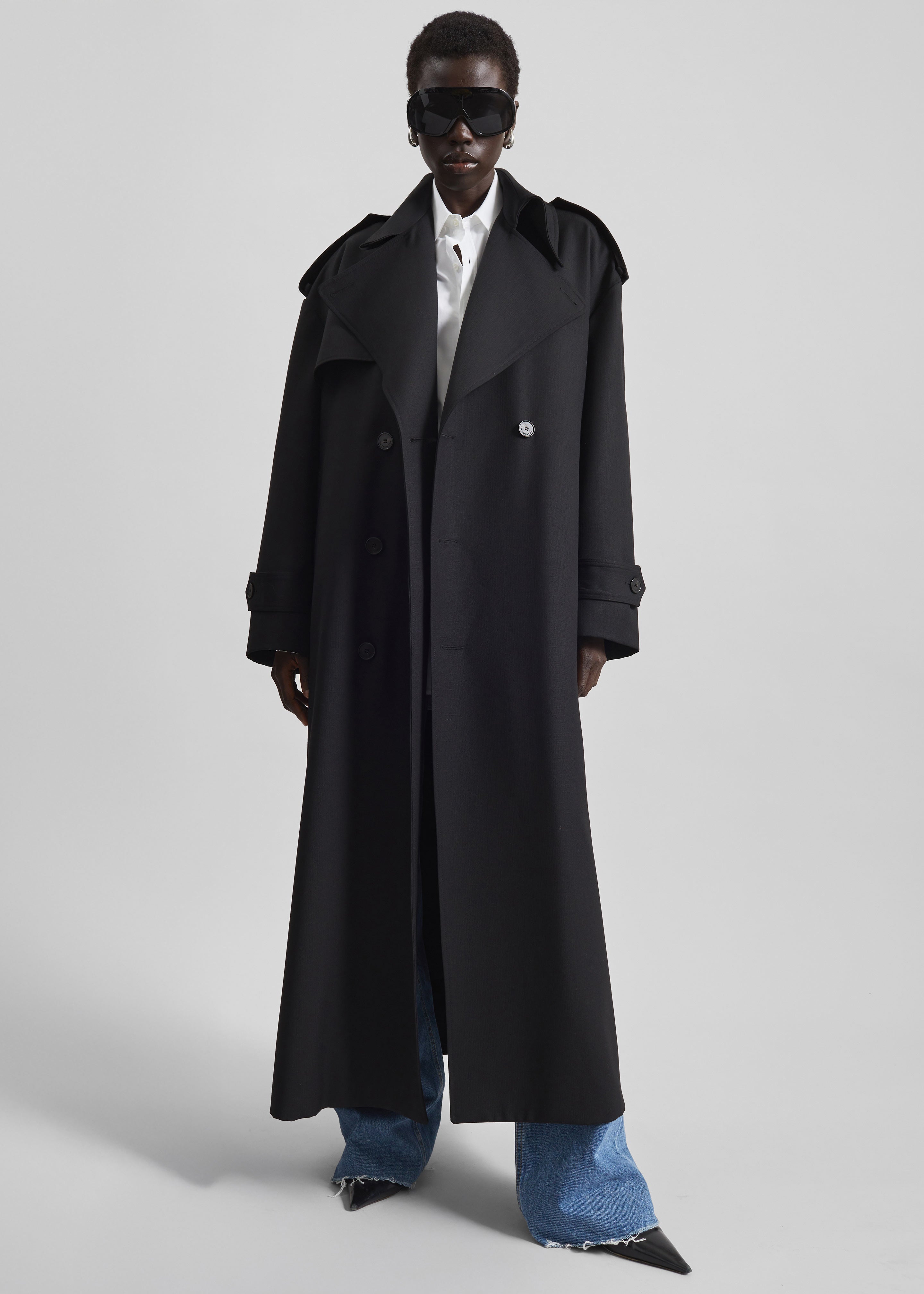 Dursley Tailored Trench Coat - Black - 1