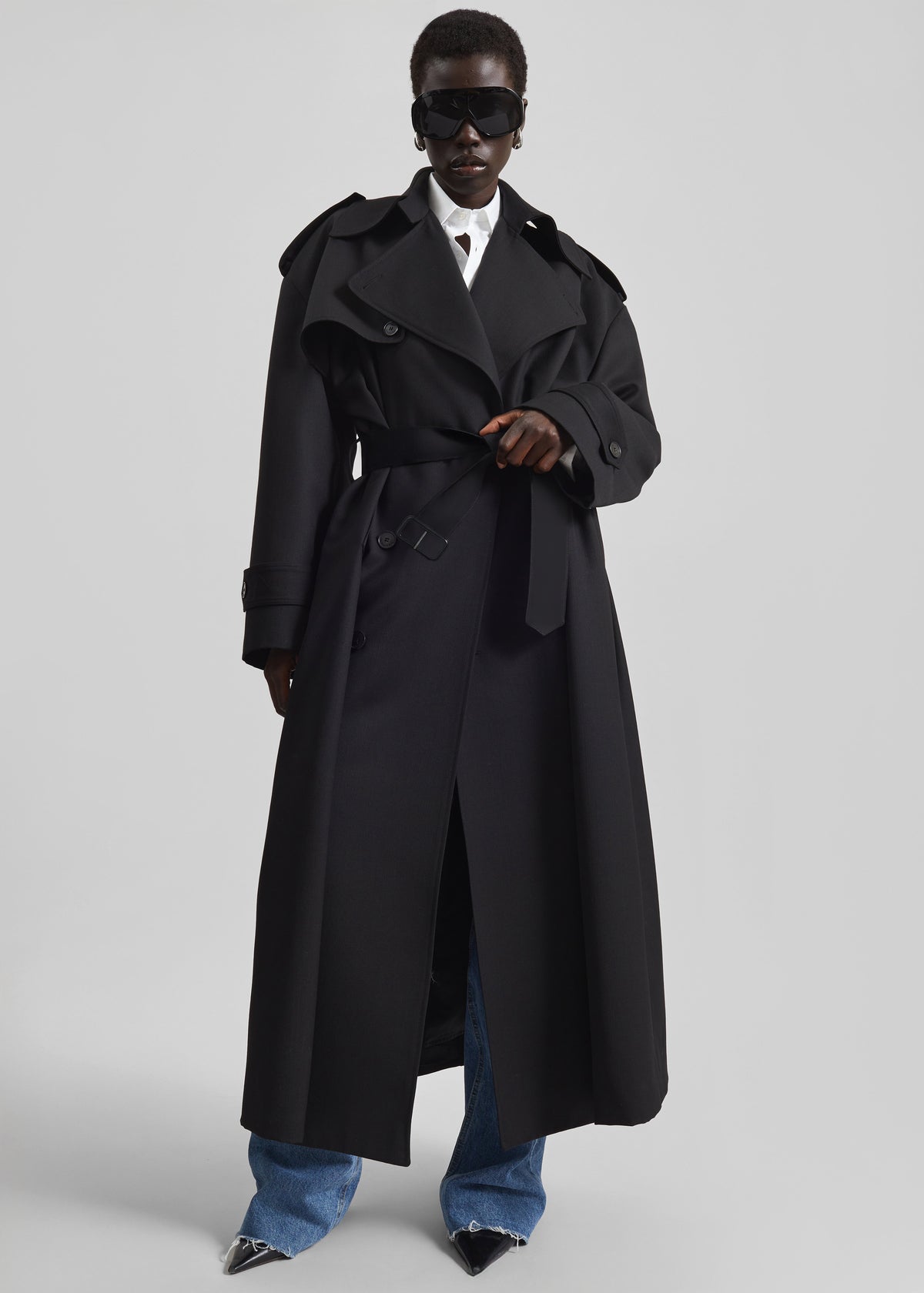 Dursley Tailored Trench Coat - Black - 5