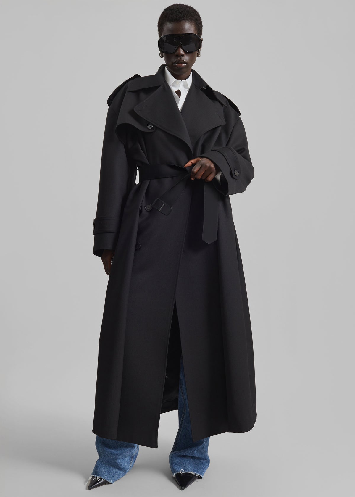 Dursley Tailored Trench Coat - Black - 5