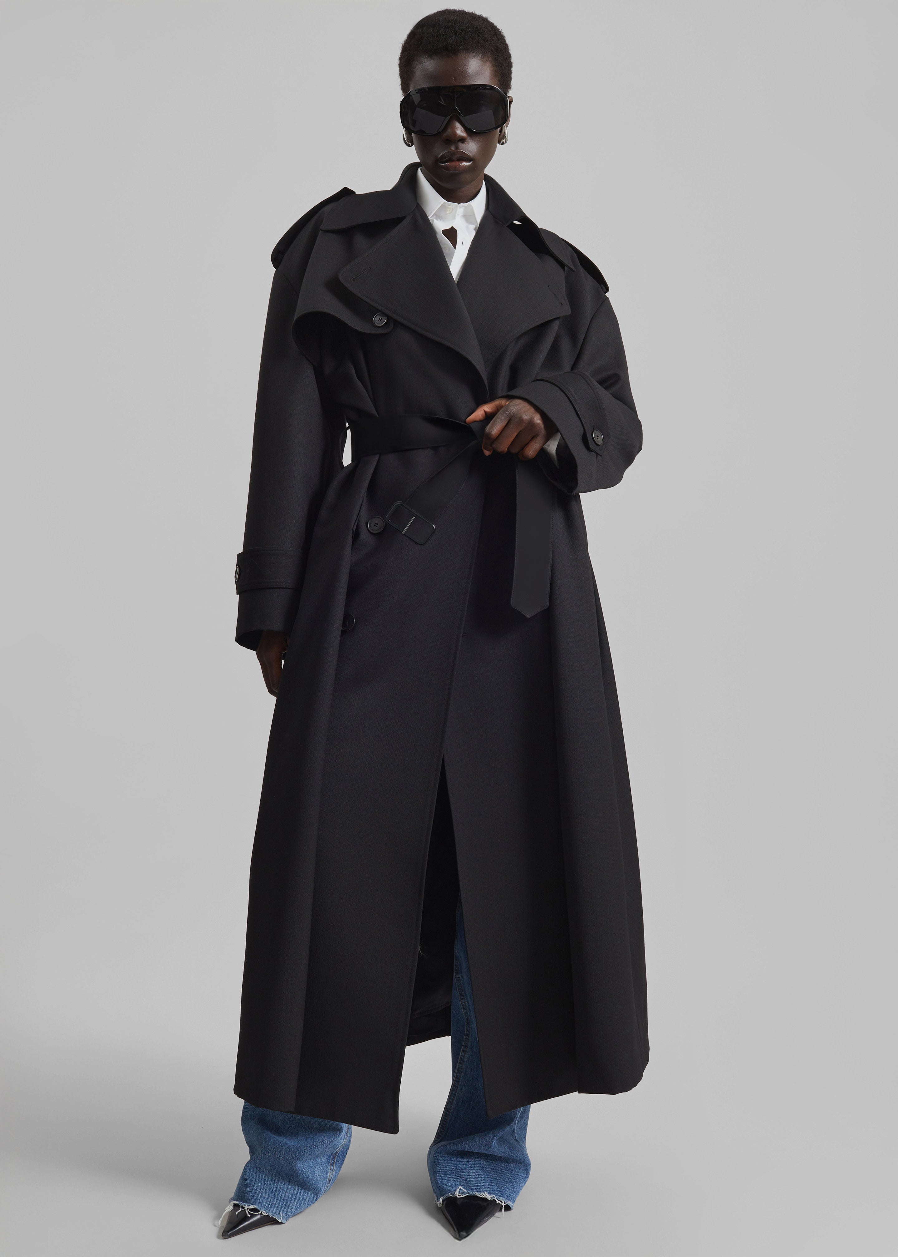 Dursley Tailored Trench Coat - Black - 5