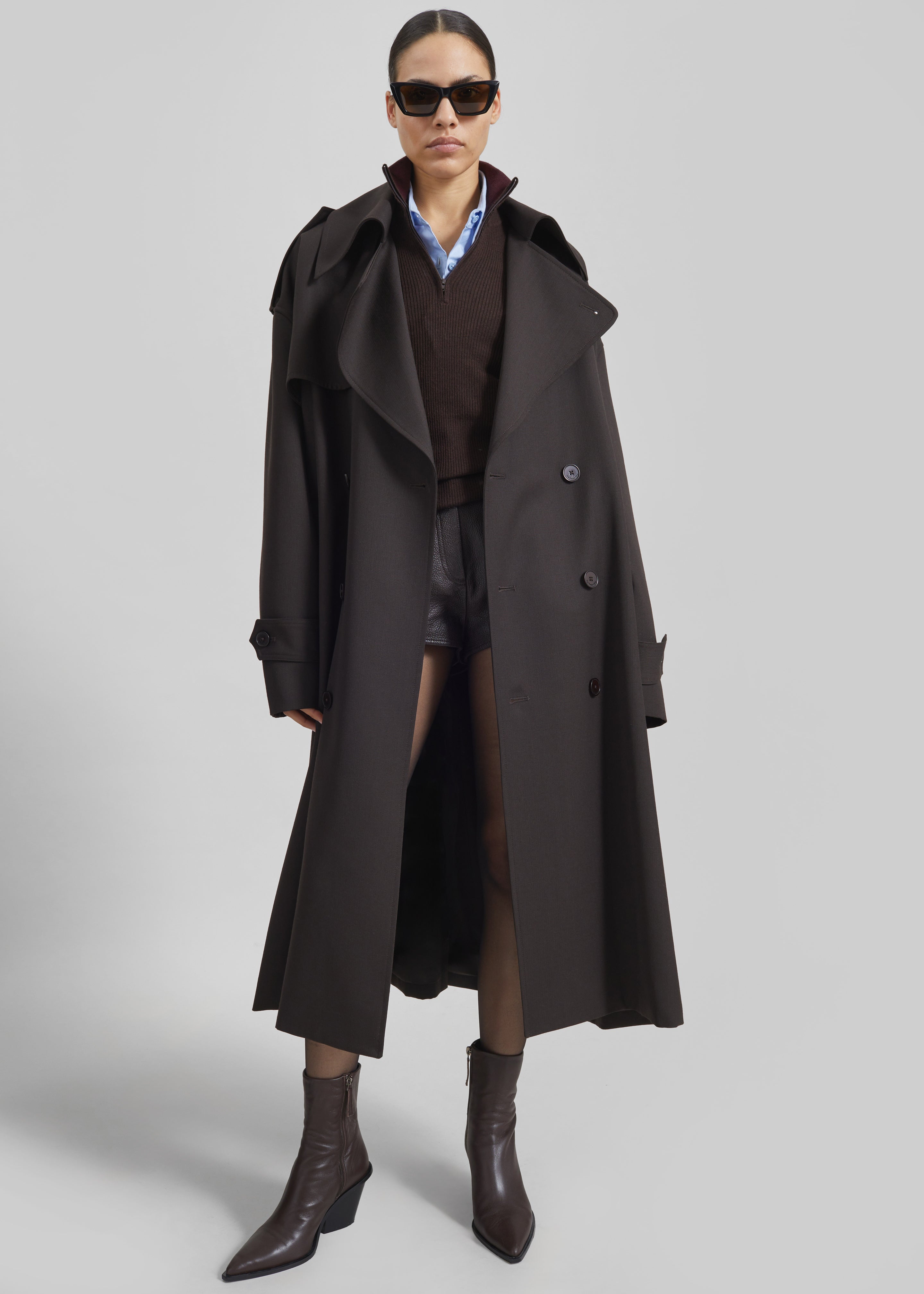 Dursley Tailored Trench Coat - Brown - 5