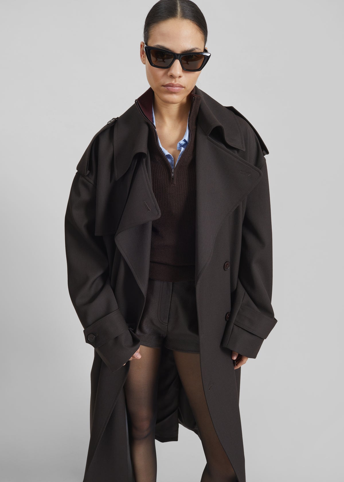 Dursley Tailored Trench Coat - Brown - 7