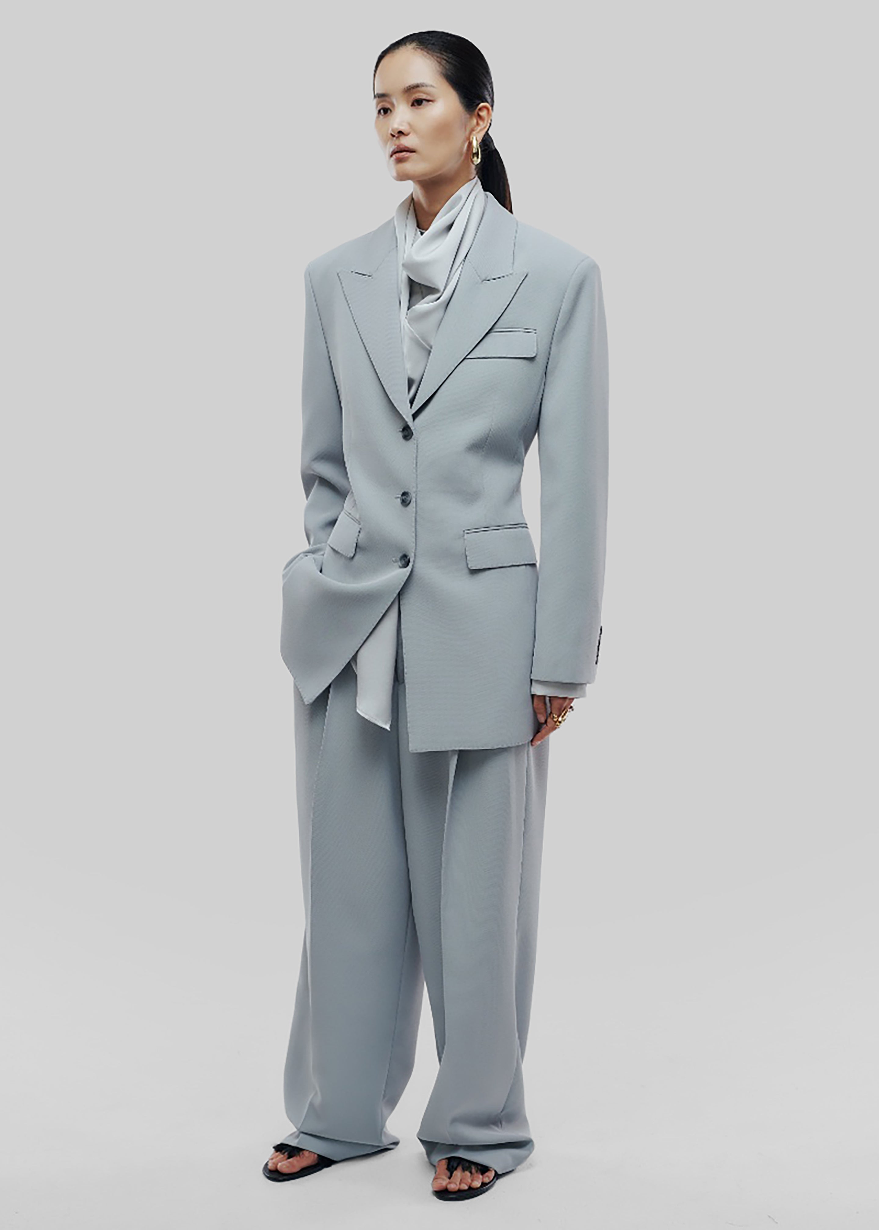 Duved Cinched Blazer - Slate Grey - 1