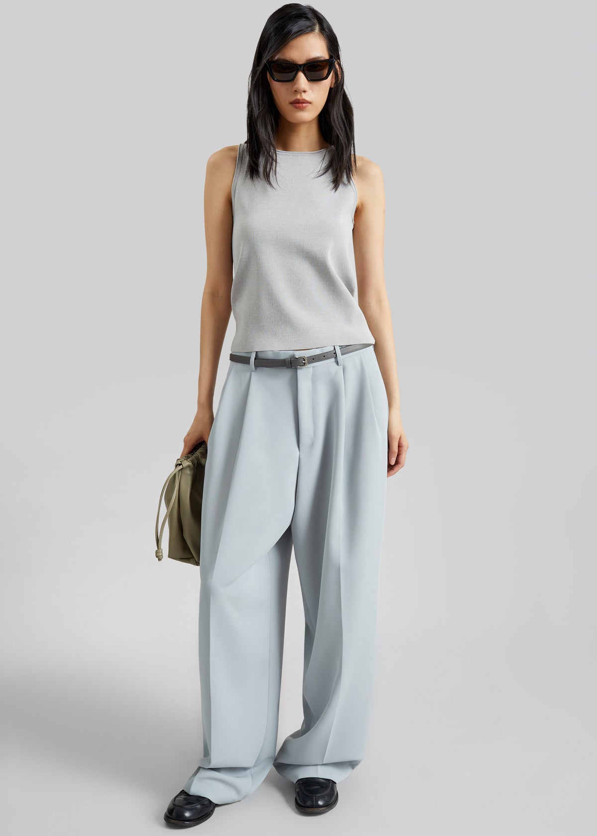 Duved Pleated Trousers - Slate Grey - 1