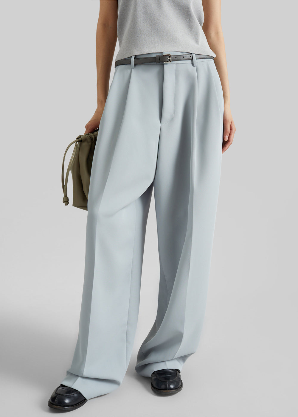 Duved Pleated Trousers - Slate Grey - 1