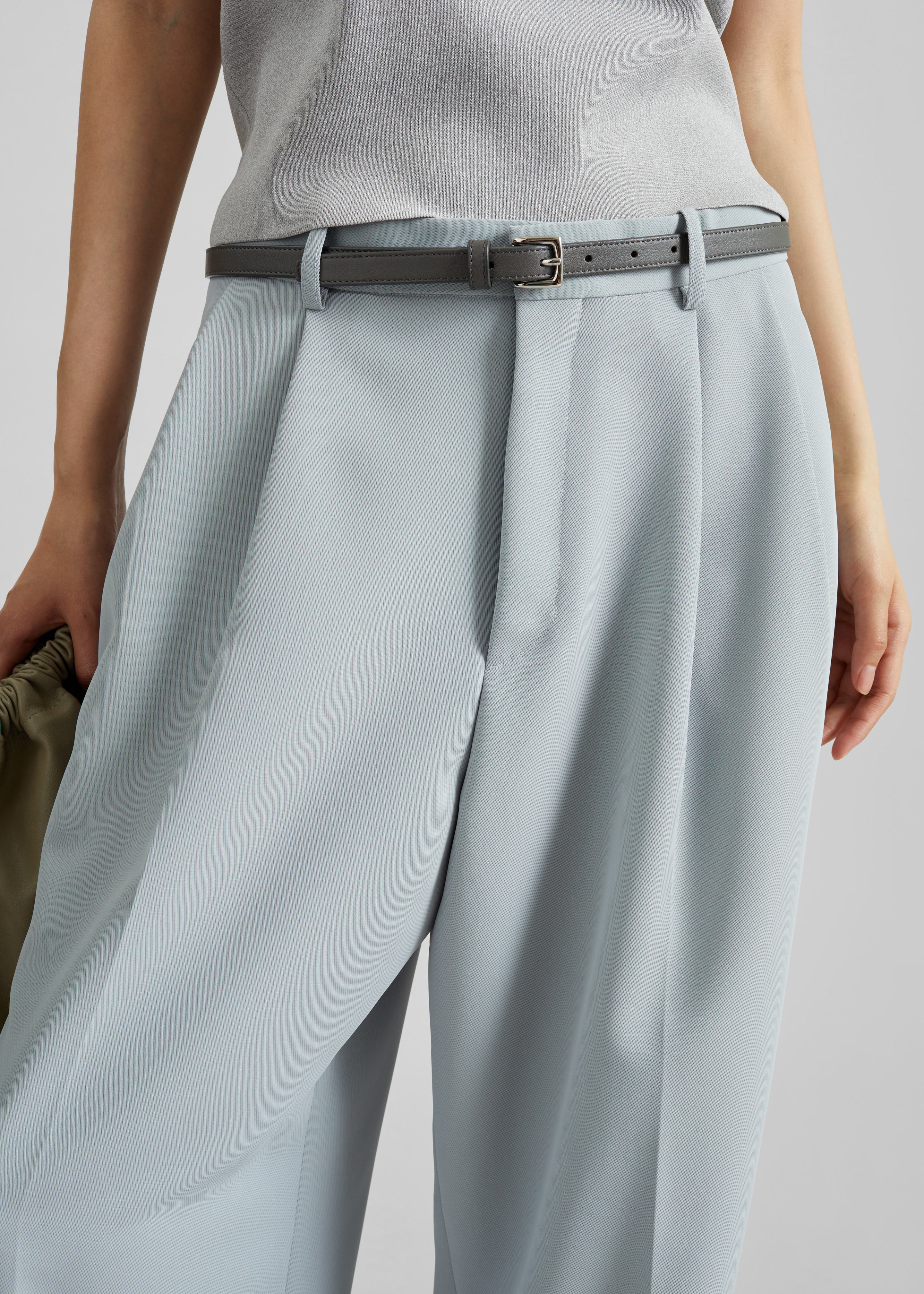 Duved Pleated Trousers - Slate Grey - 4