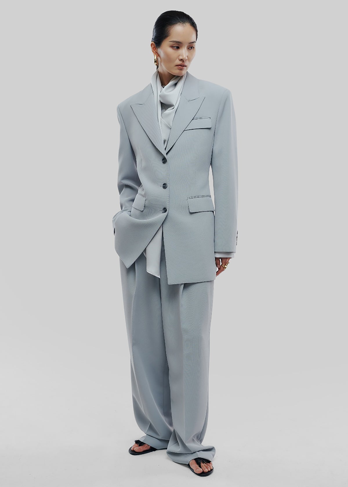Duved Pleated Trousers - Slate Grey - 3