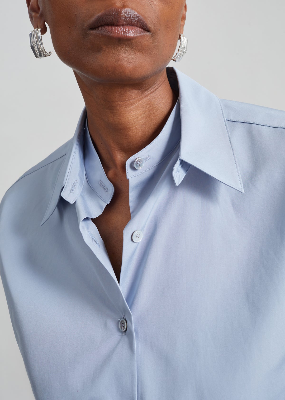 Duvina Detachable Double Collar Shirt - Light Blue