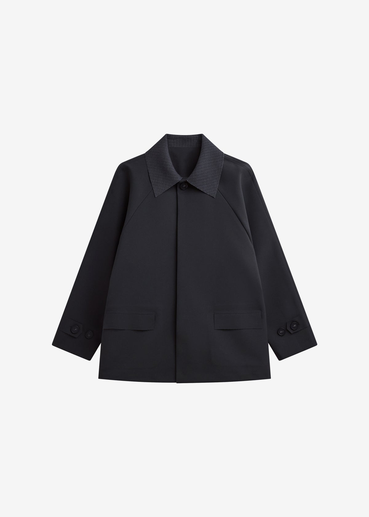Ebbe Contrast Collar Boxy Jacket - Charcoal - 8