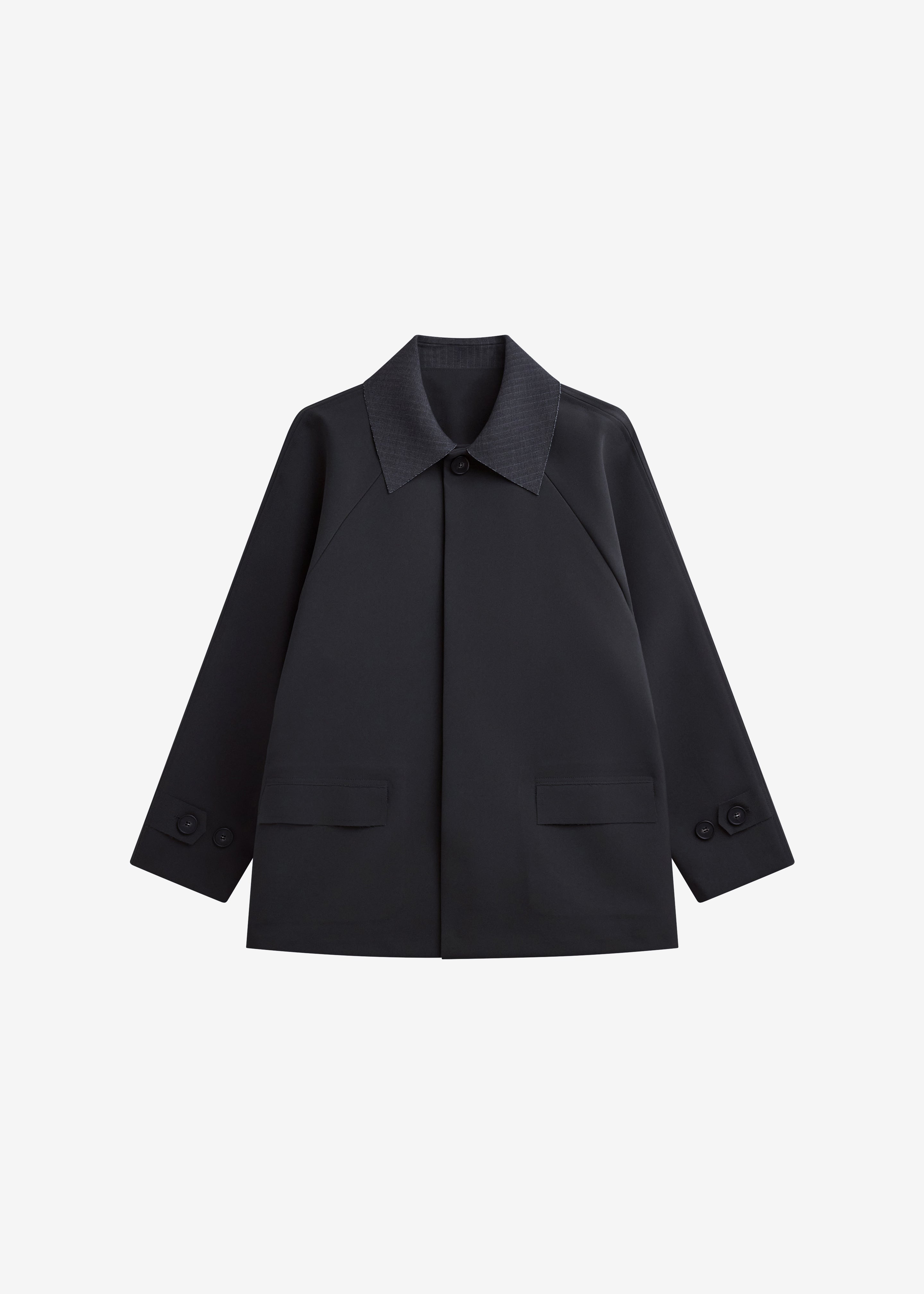 Ebbe Contrast Collar Boxy Jacket - Charcoal - 8