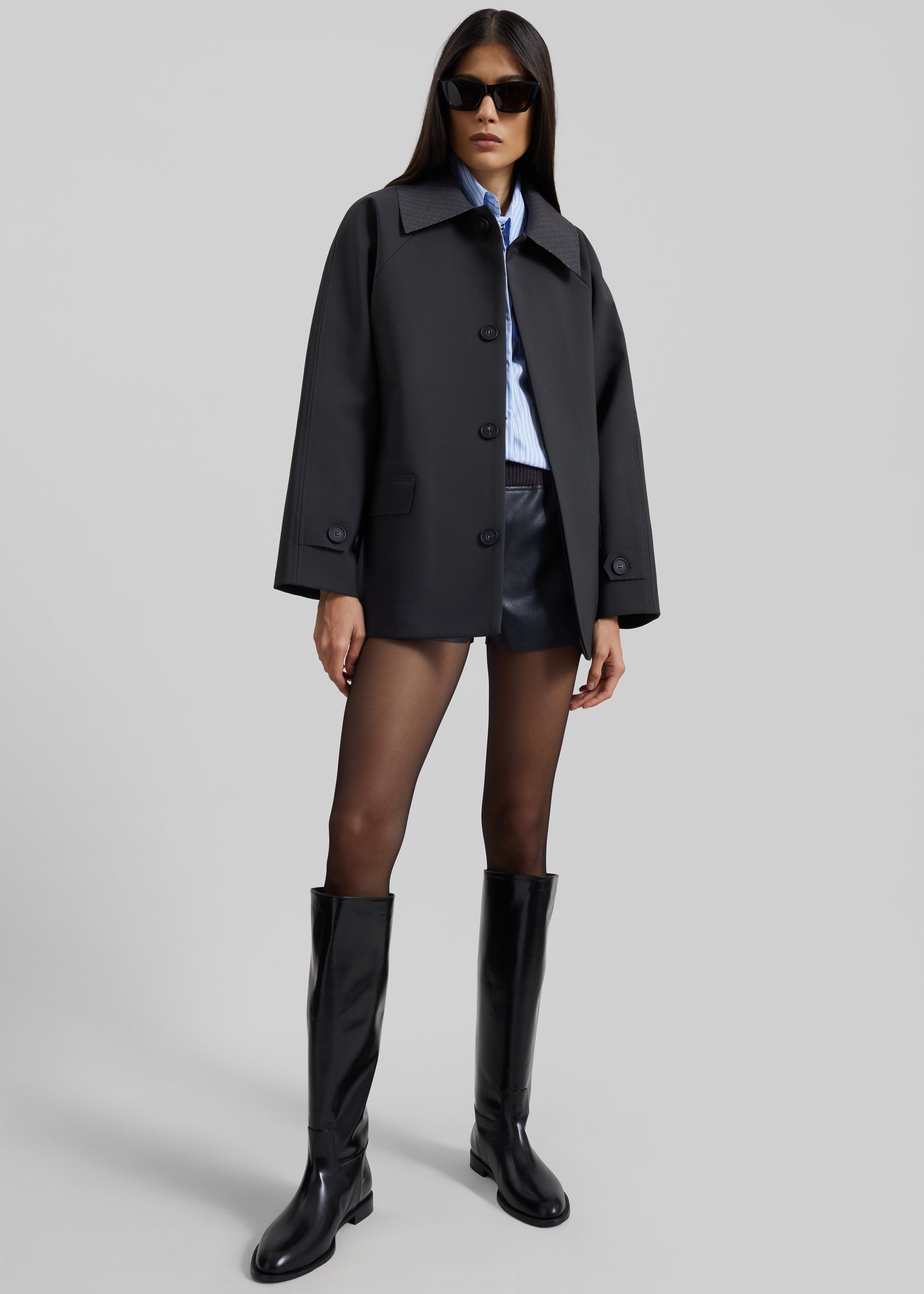 Ebbe Contrast Collar Boxy Jacket - Charcoal – The Frankie Shop