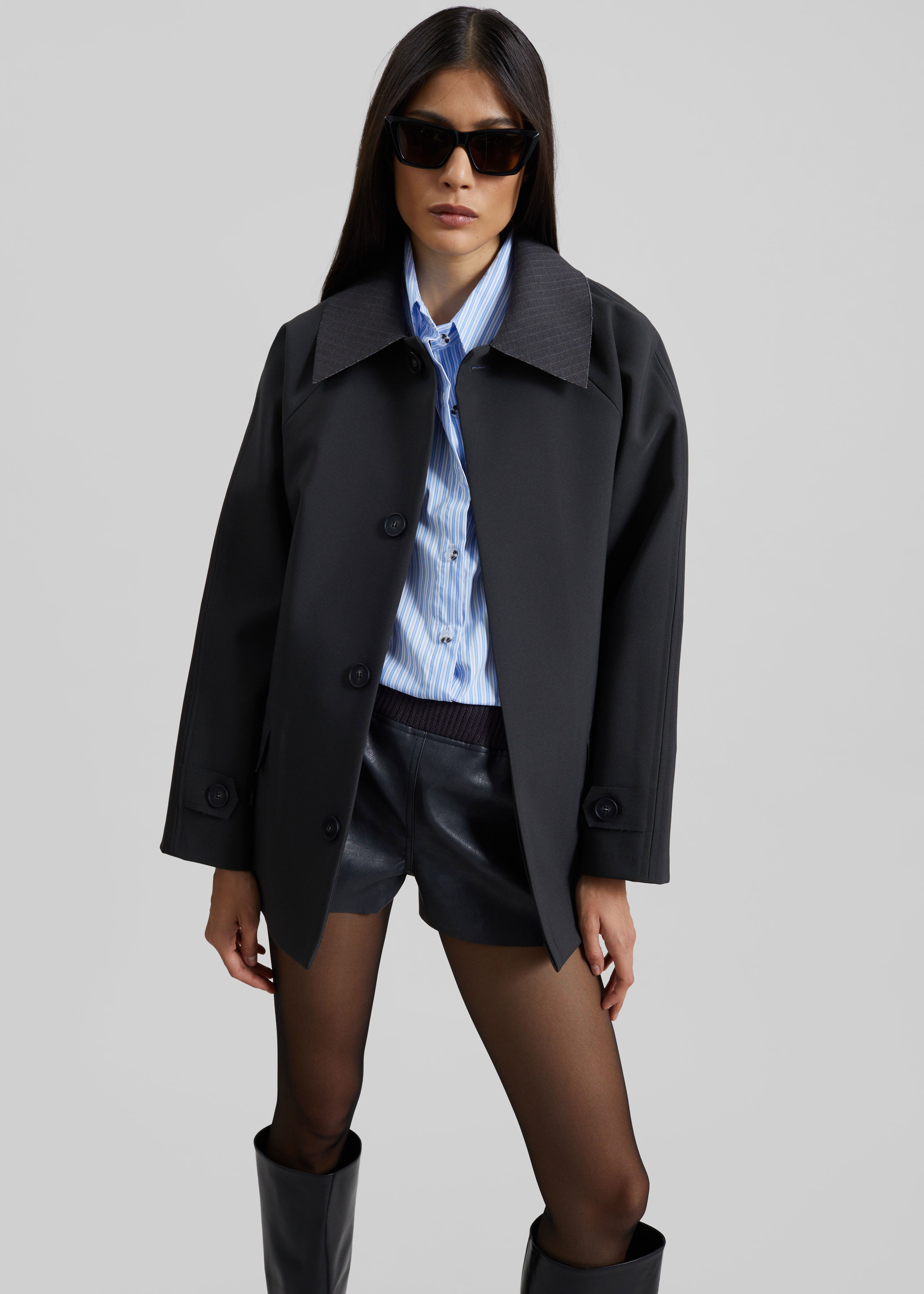 Ebbe Contrast Collar Boxy Jacket - Charcoal – The Frankie Shop