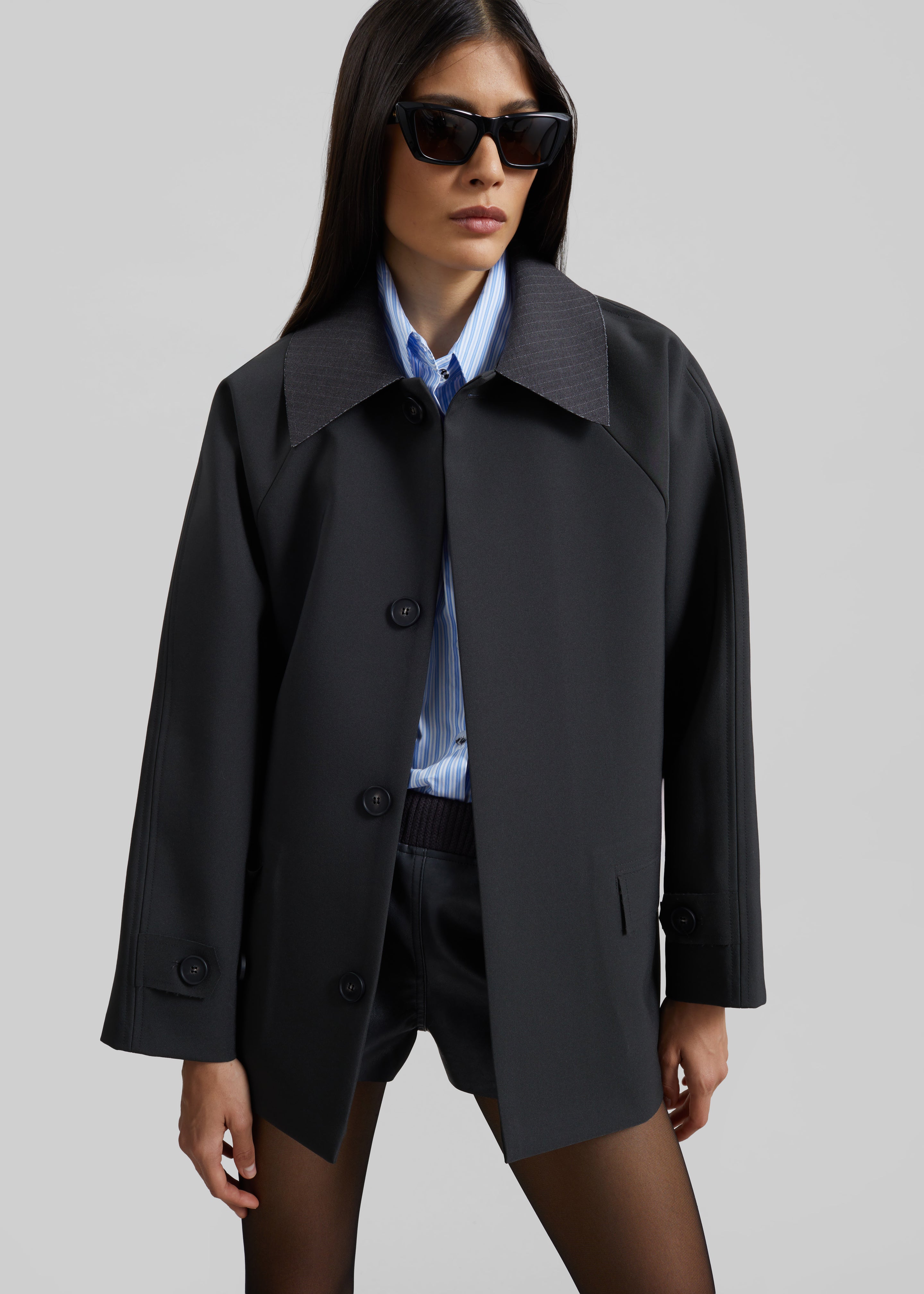 Ebbe Contrast Collar Boxy Jacket - Charcoal – The Frankie Shop