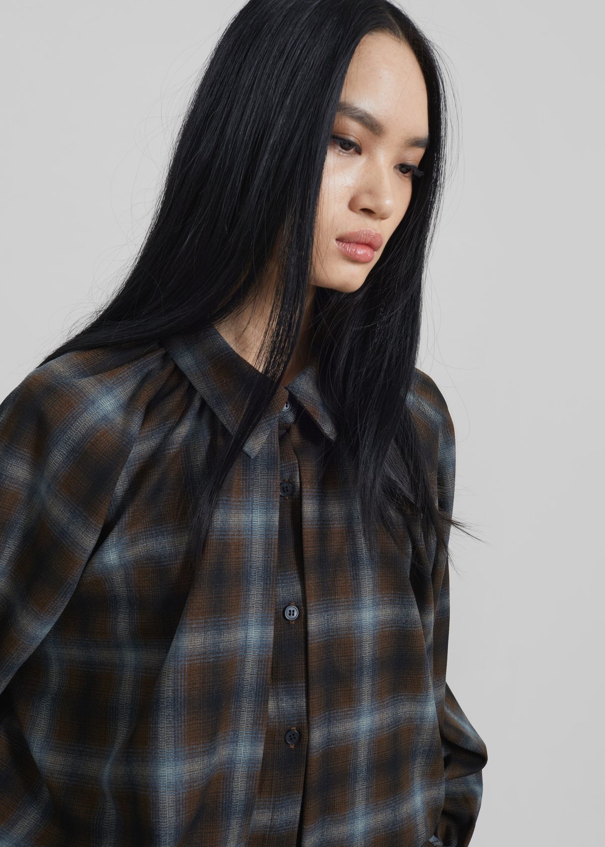 Ebell Layered Shirt Dress - Brown Plaid - 5
