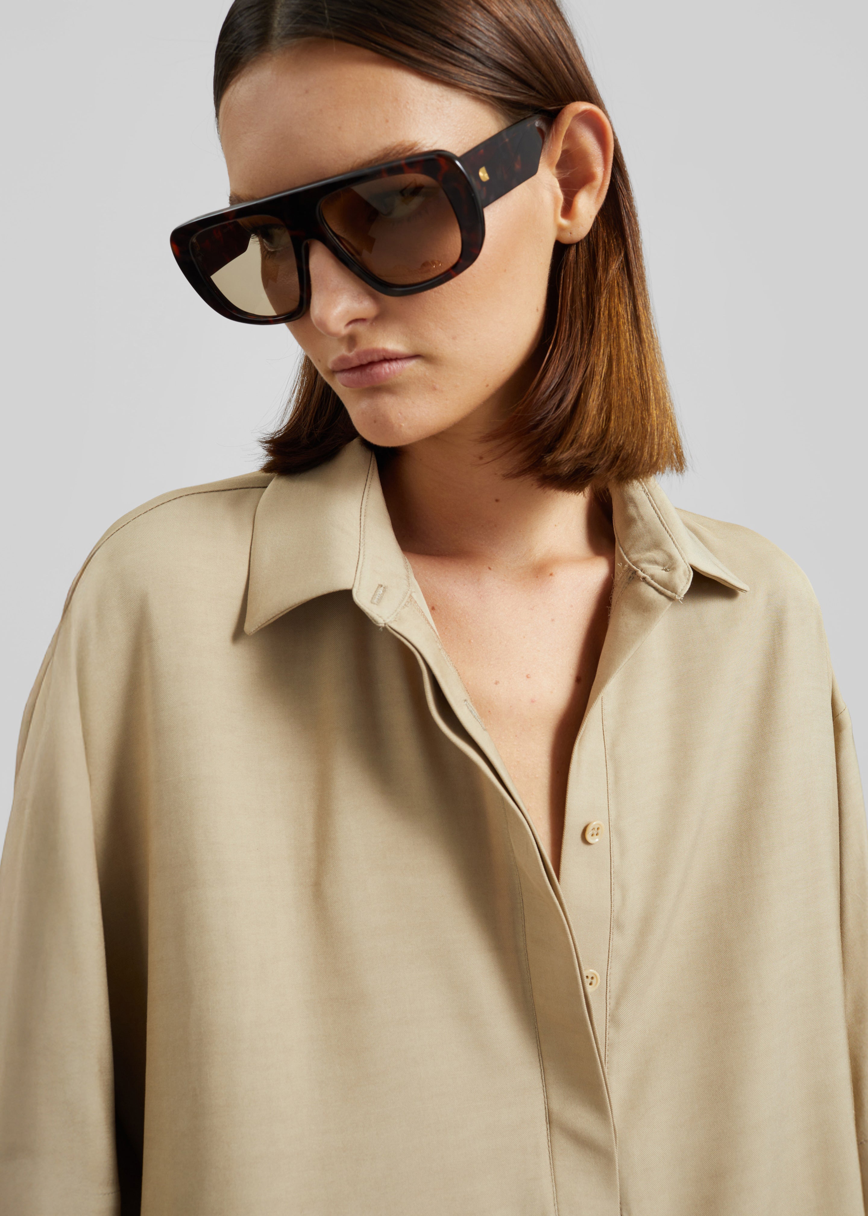 Eda Fluid Polo Shirt - Beige - 3