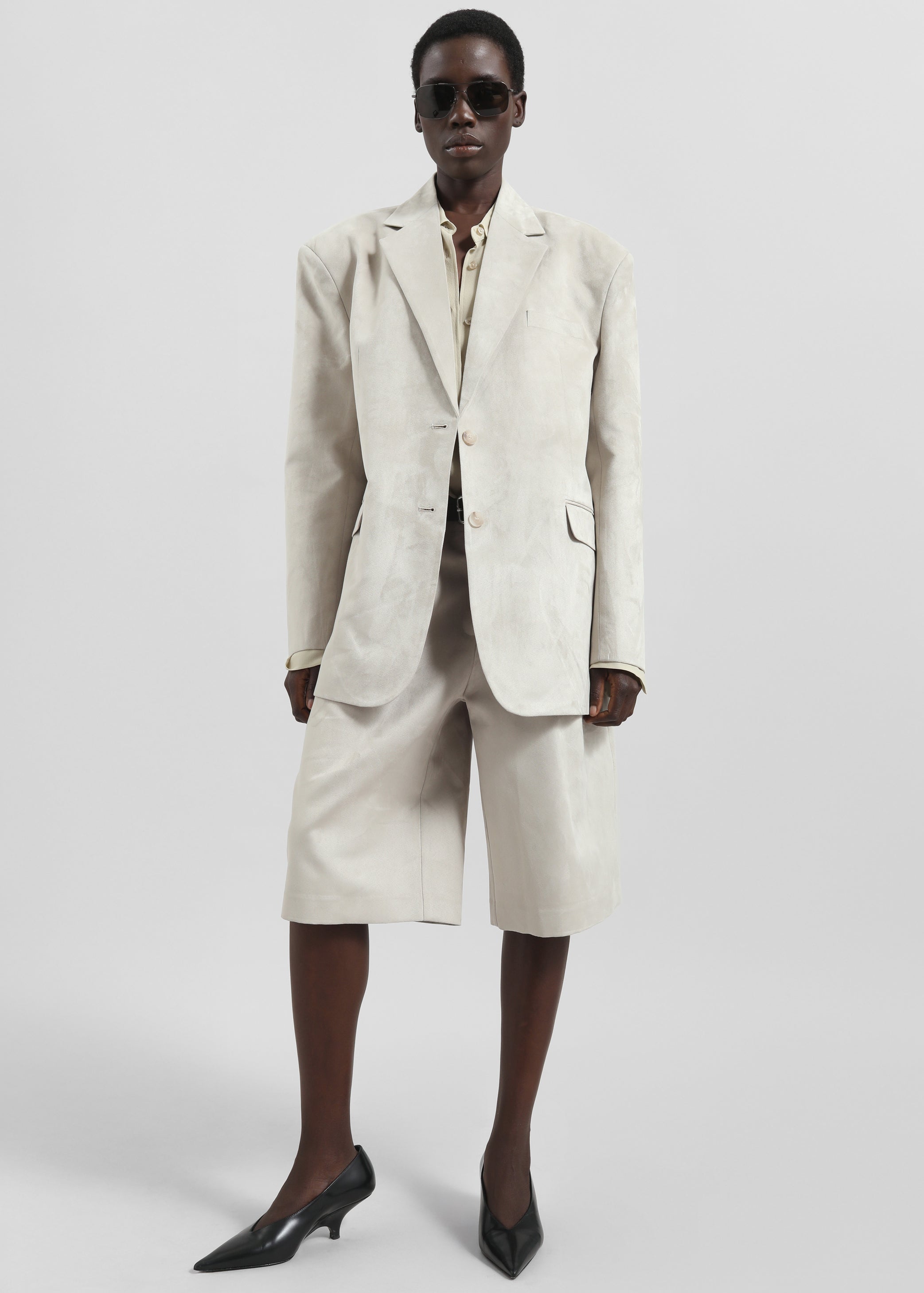 Shop the look image for Edale Faux Suede Blazer - Light Beige
