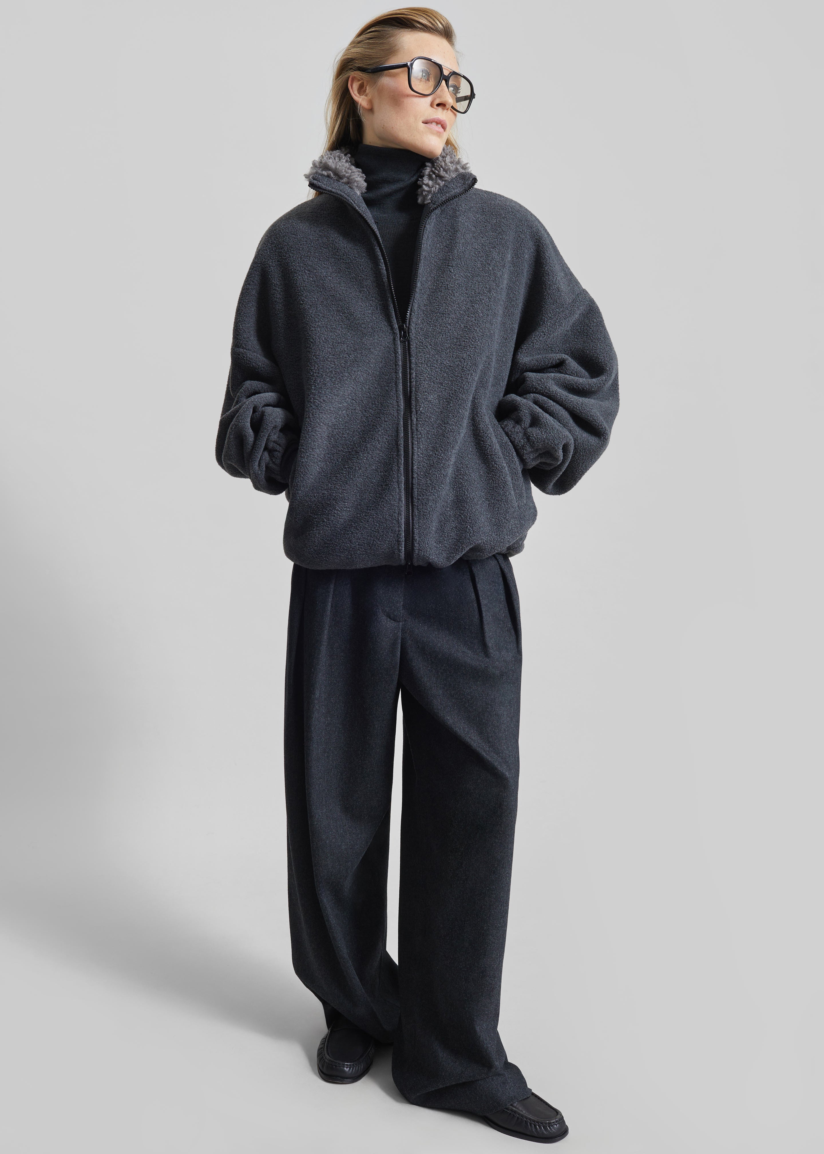 Edane Fleece Jacket - Dark Grey – The Frankie Shop Edane Fleece Jacket - Dark Grey – The Frankie Shop