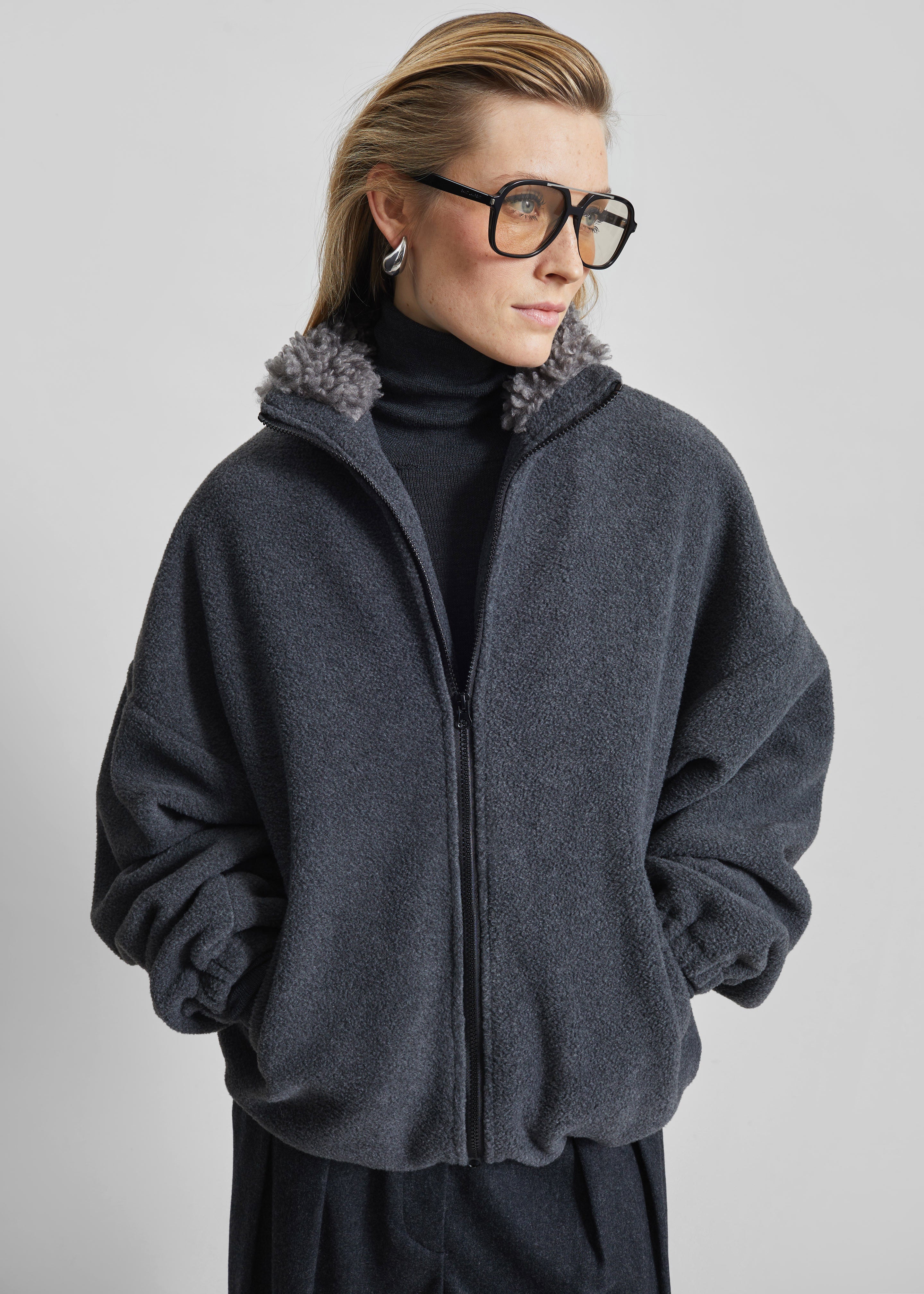 Edane Fleece Jacket - Dark Grey – The Frankie Shop