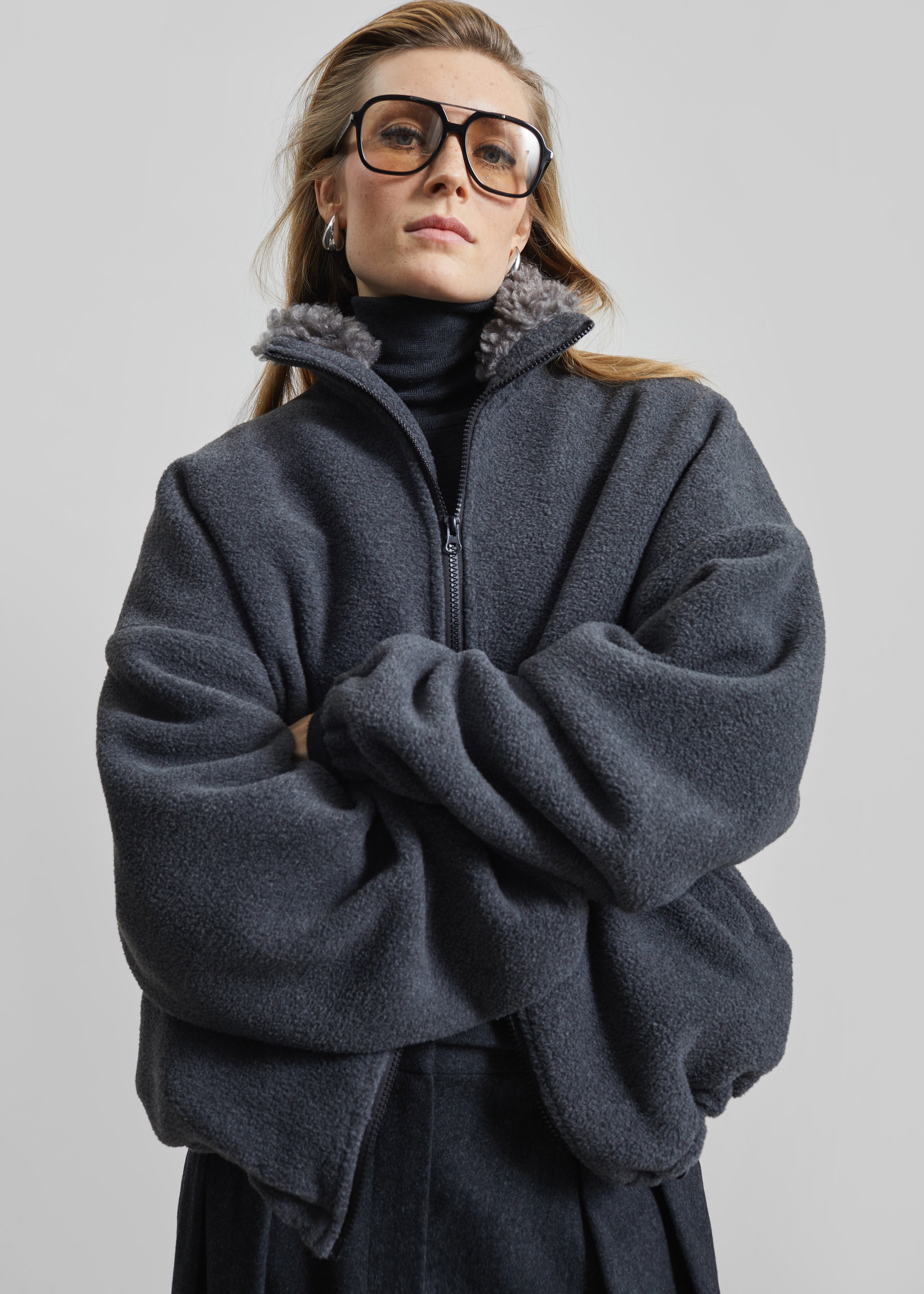 Edane Fleece Jacket - Dark Grey – The Frankie Shop