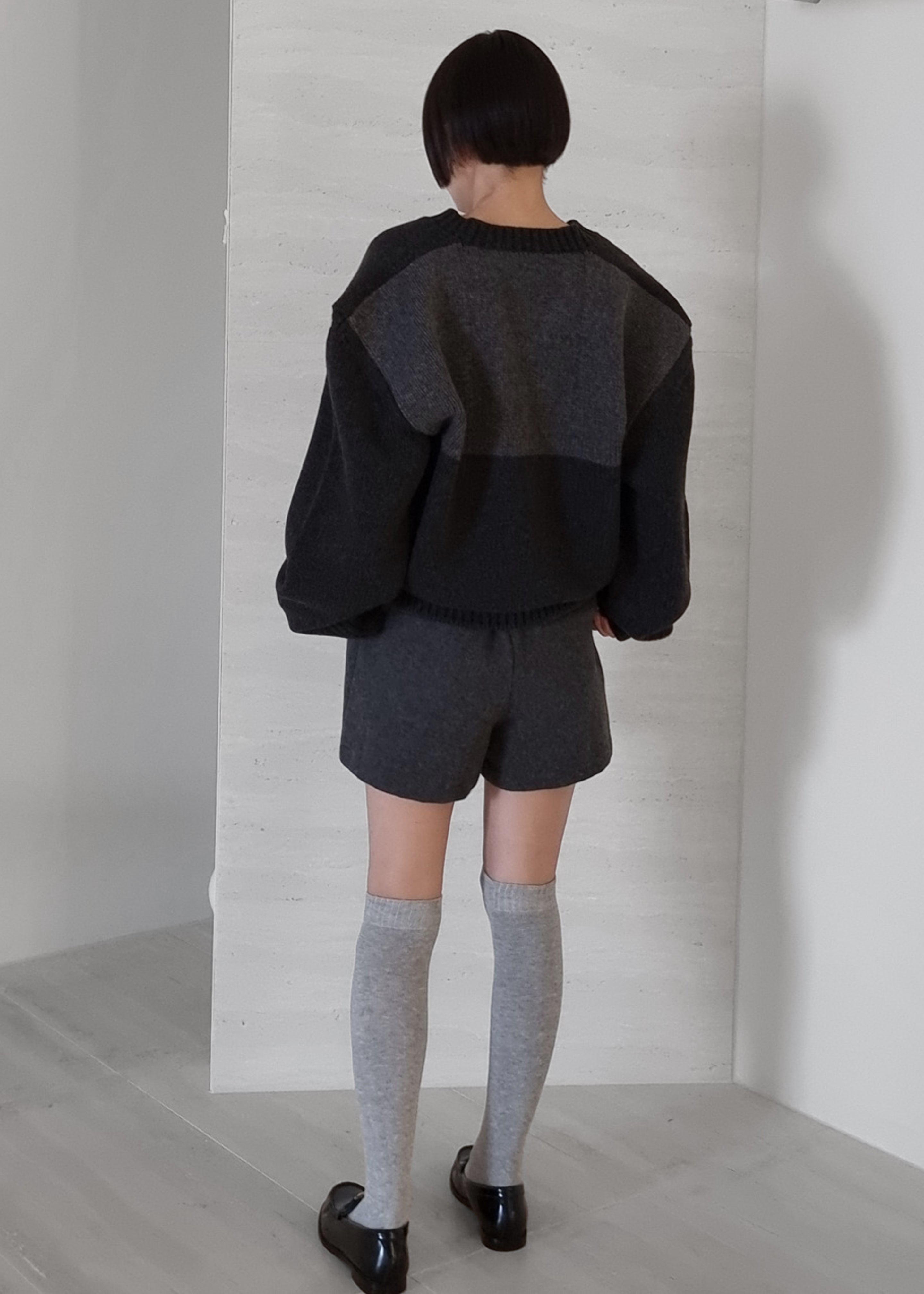 Edina Two Tone Wool Sweater - Charcoal - 9