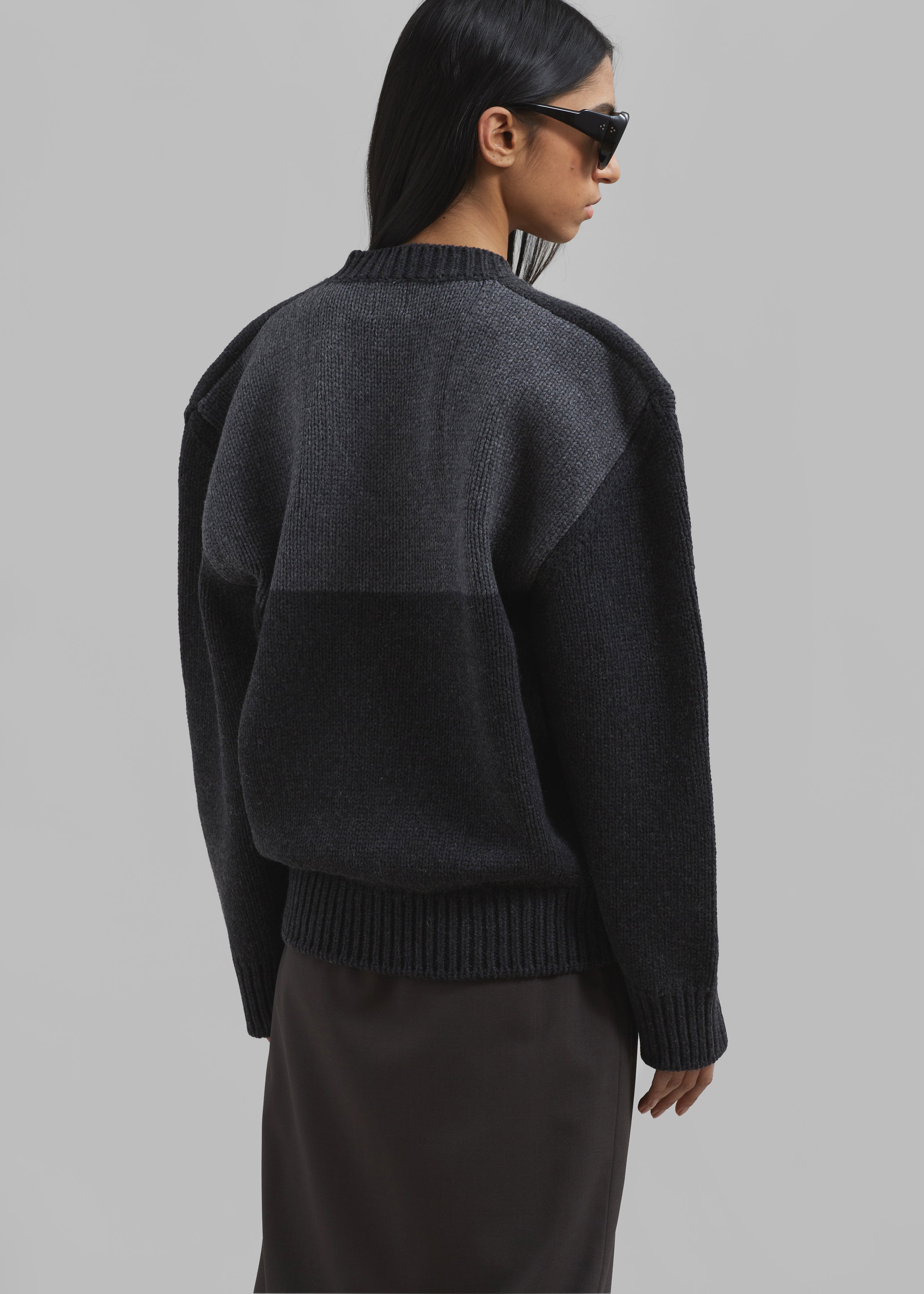 Edina Two Tone Wool Sweater - Charcoal - 2