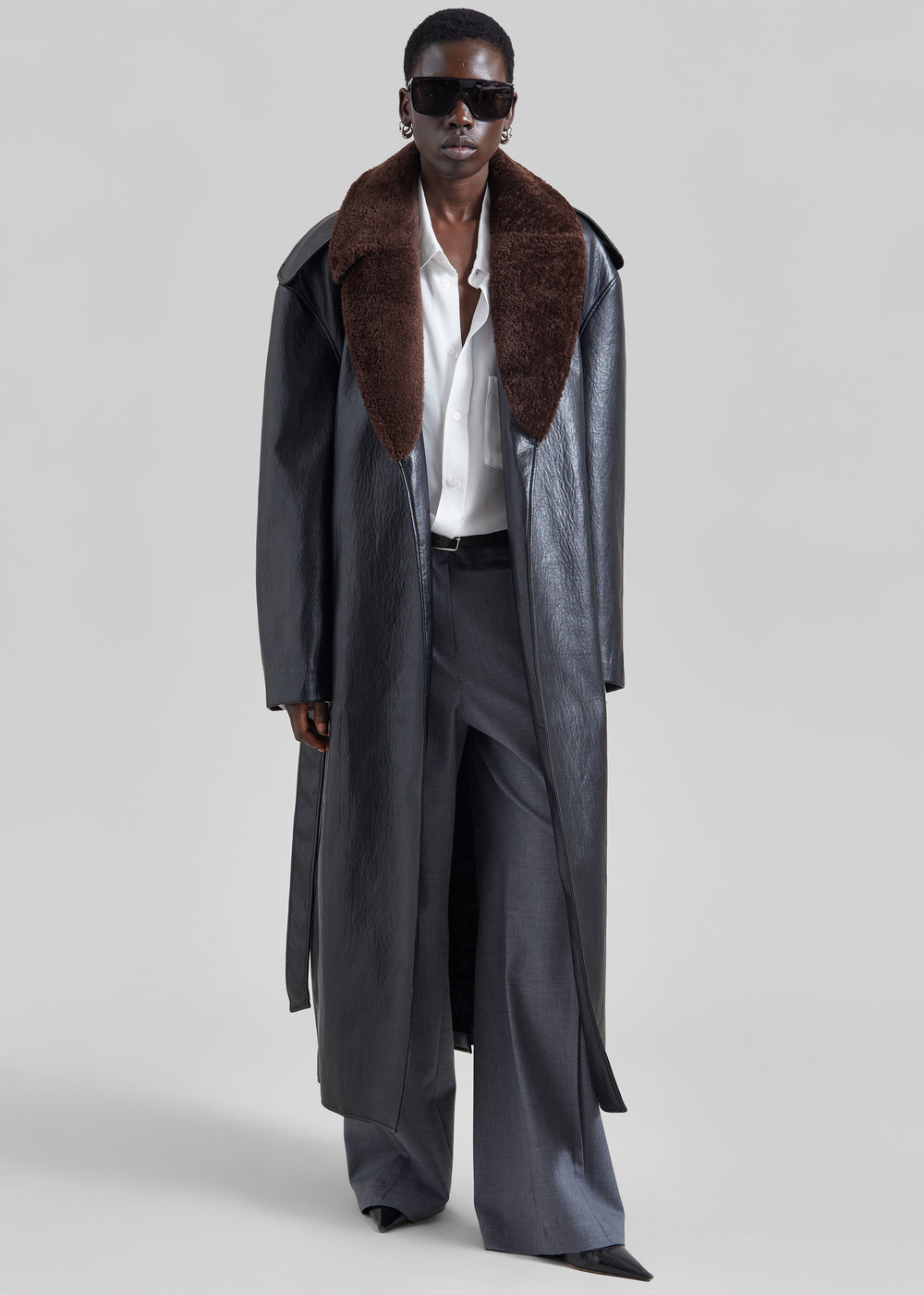 Edra Removable Collar Trench Coat - Black