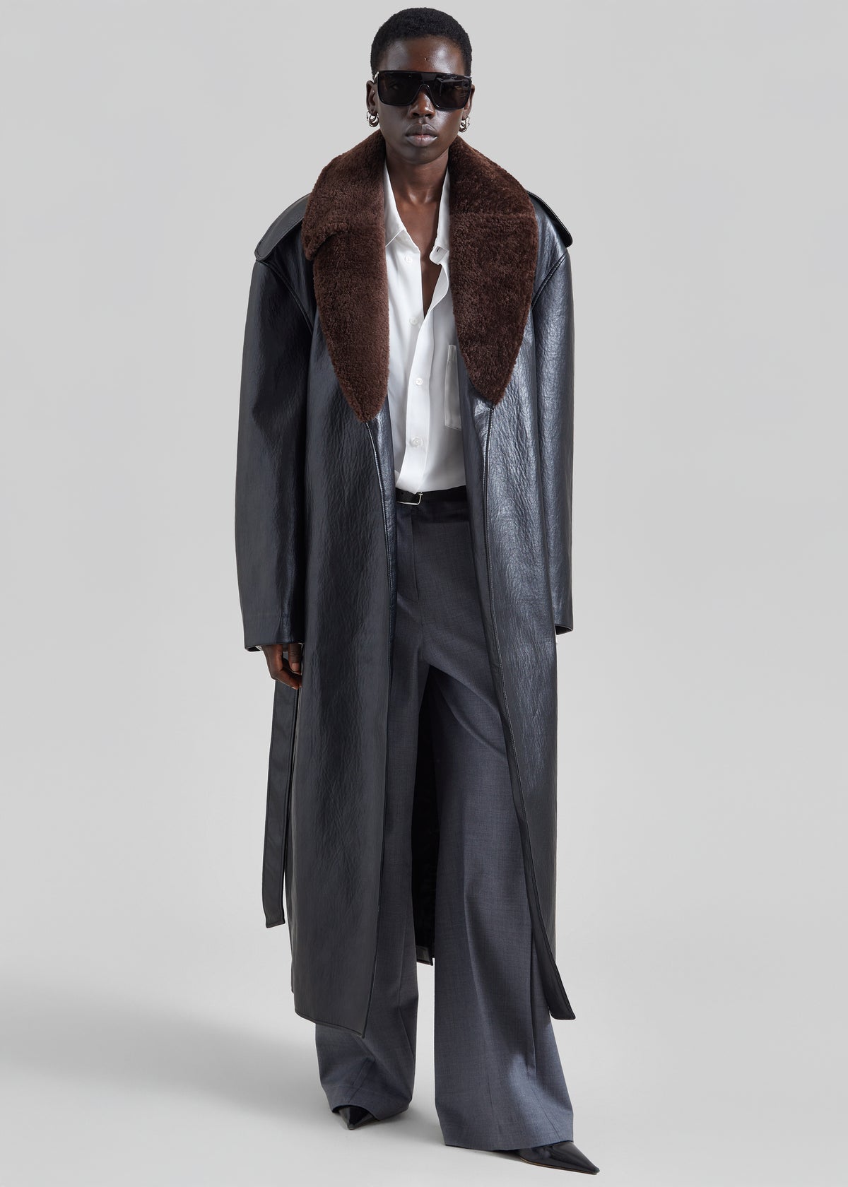 Edra Removable Collar Trench Coat - Black - 1