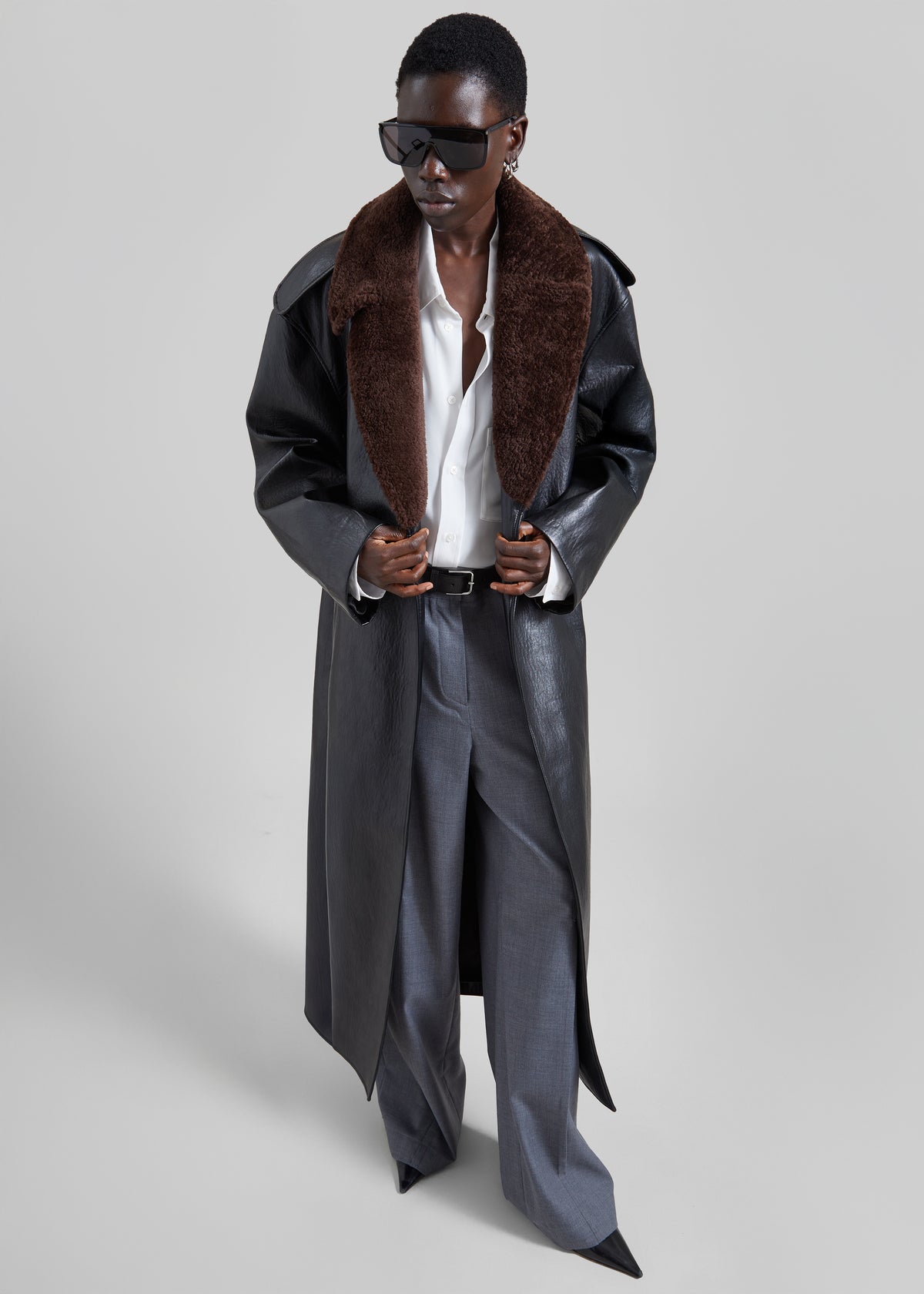 Edra Removable Collar Trench Coat - Black - 6