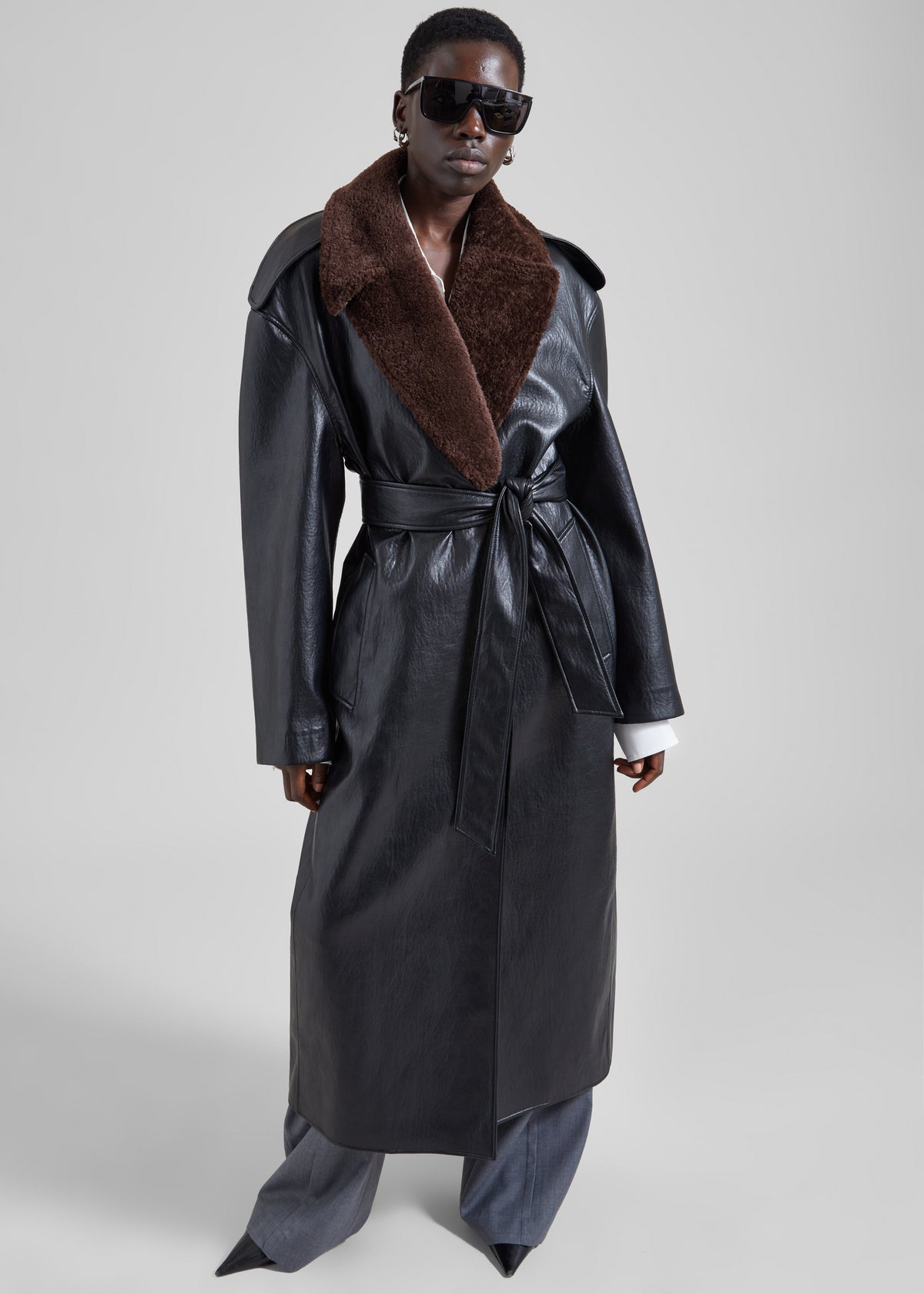 Edra Removable Collar Trench Coat - Black - 4