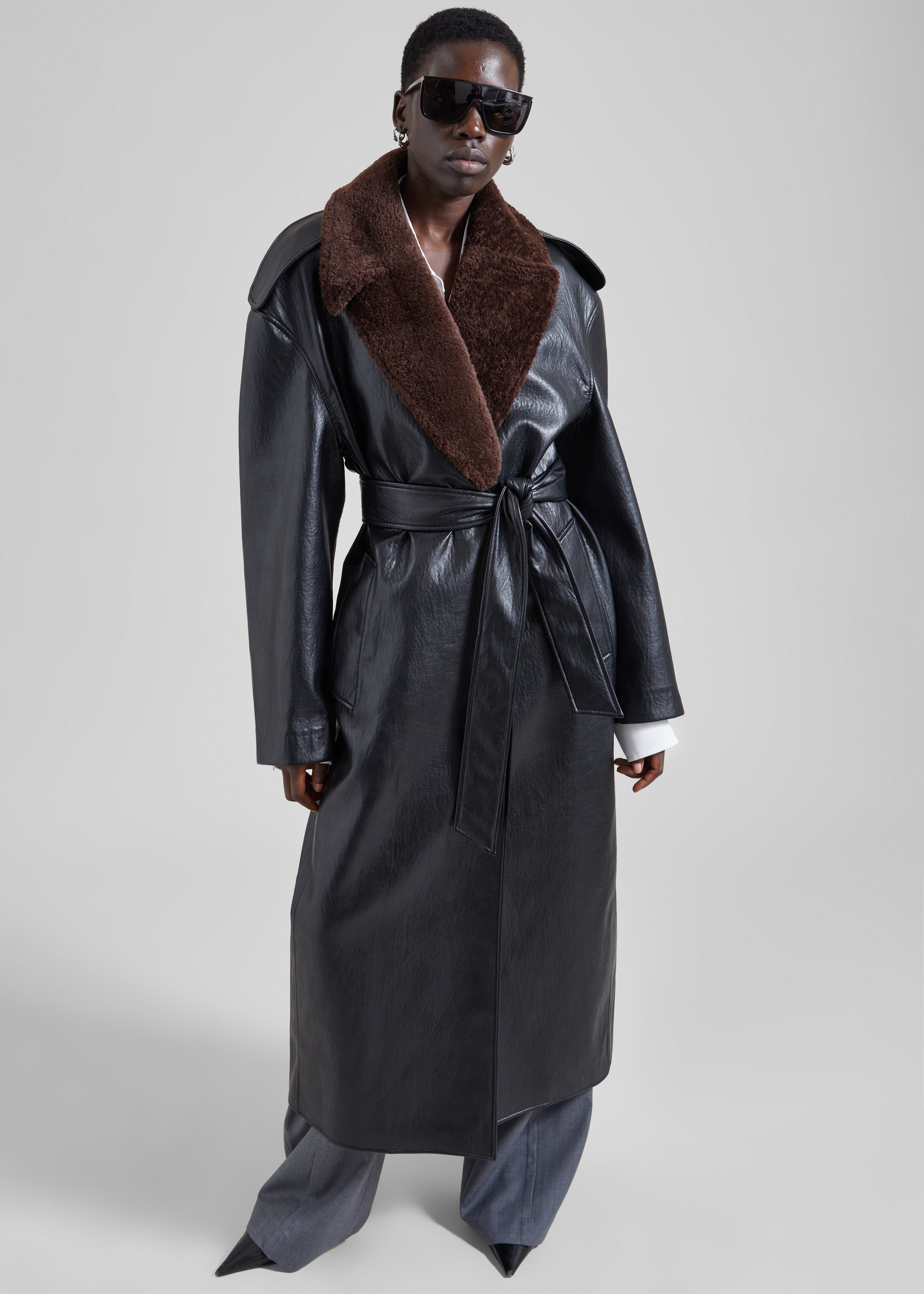 Edra Removable Collar Trench Coat - Black - 4