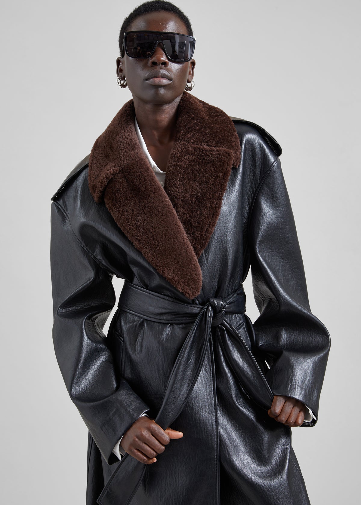 Edra Removable Collar Trench Coat - Black - 5