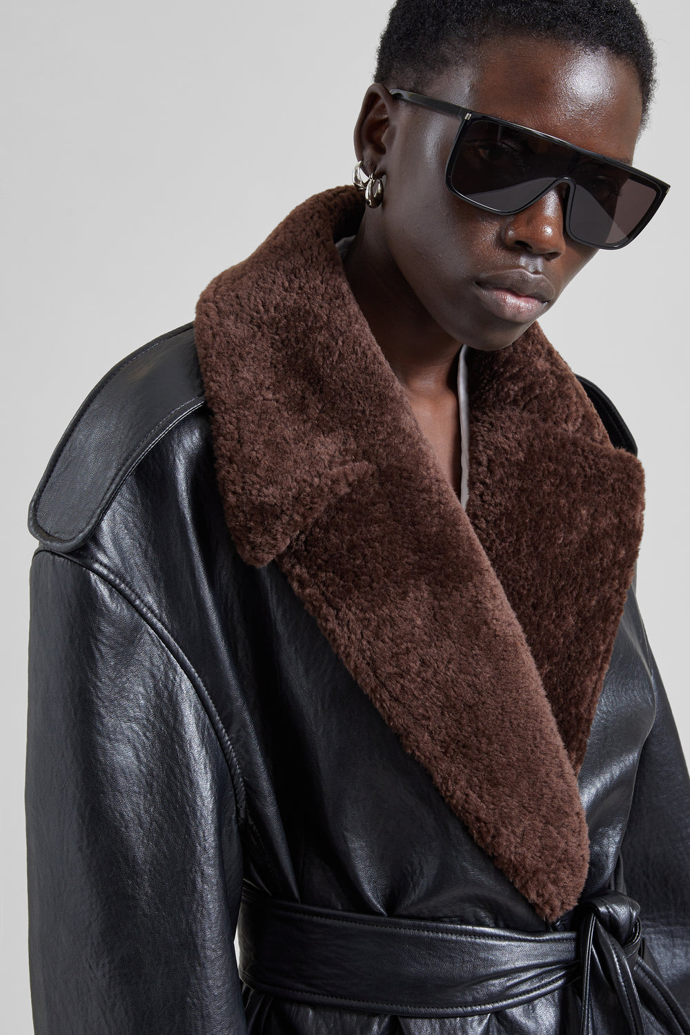 Edra Removable Collar Trench Coat - Black - 1