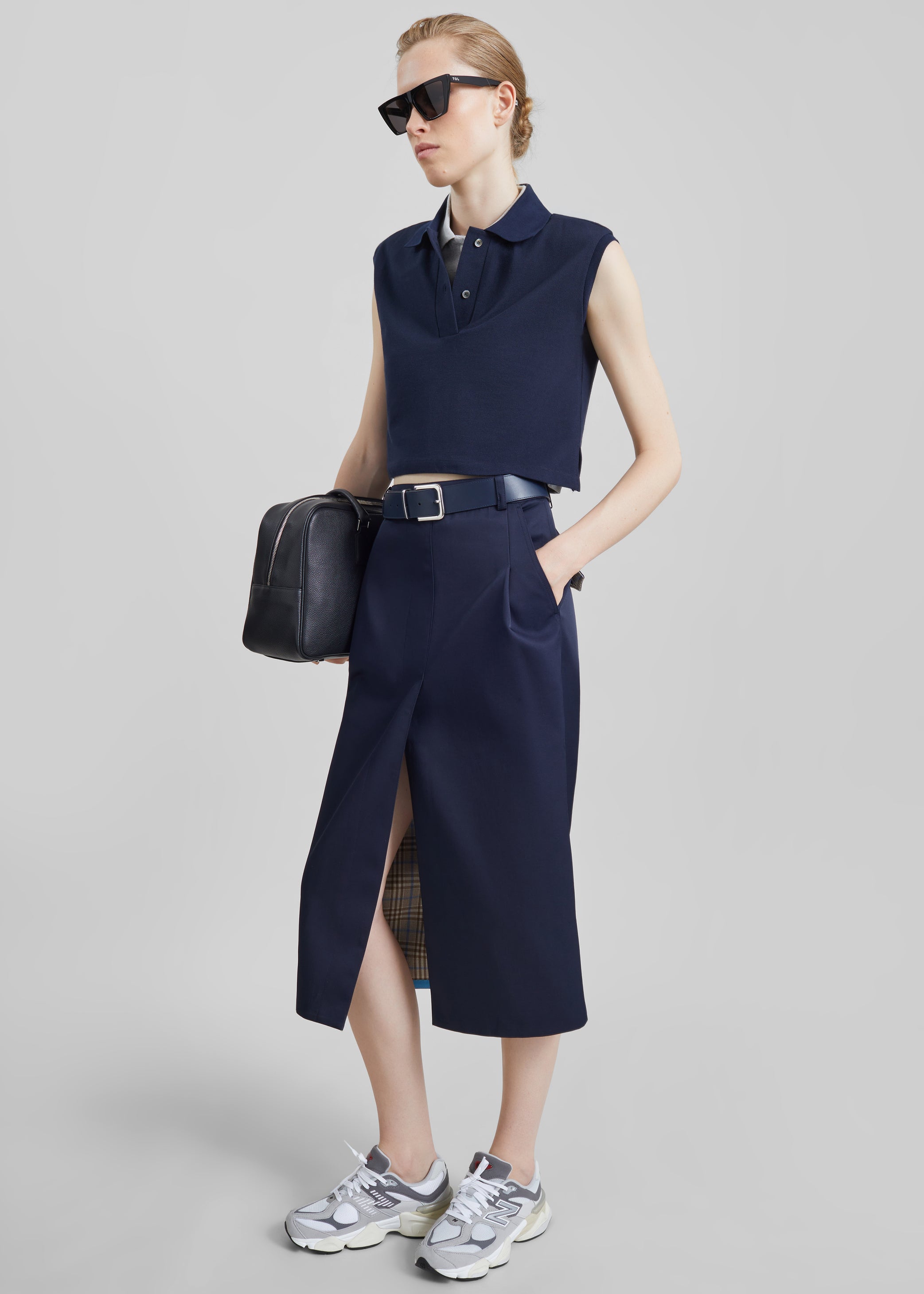 Shop the look image for Elian Tailored Midi Skirt - Navy