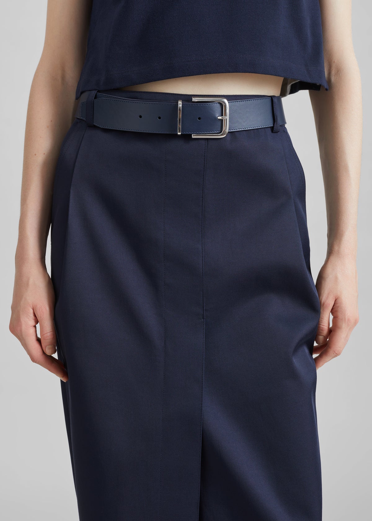 Elian Tailored Midi Skirt - Navy - 3