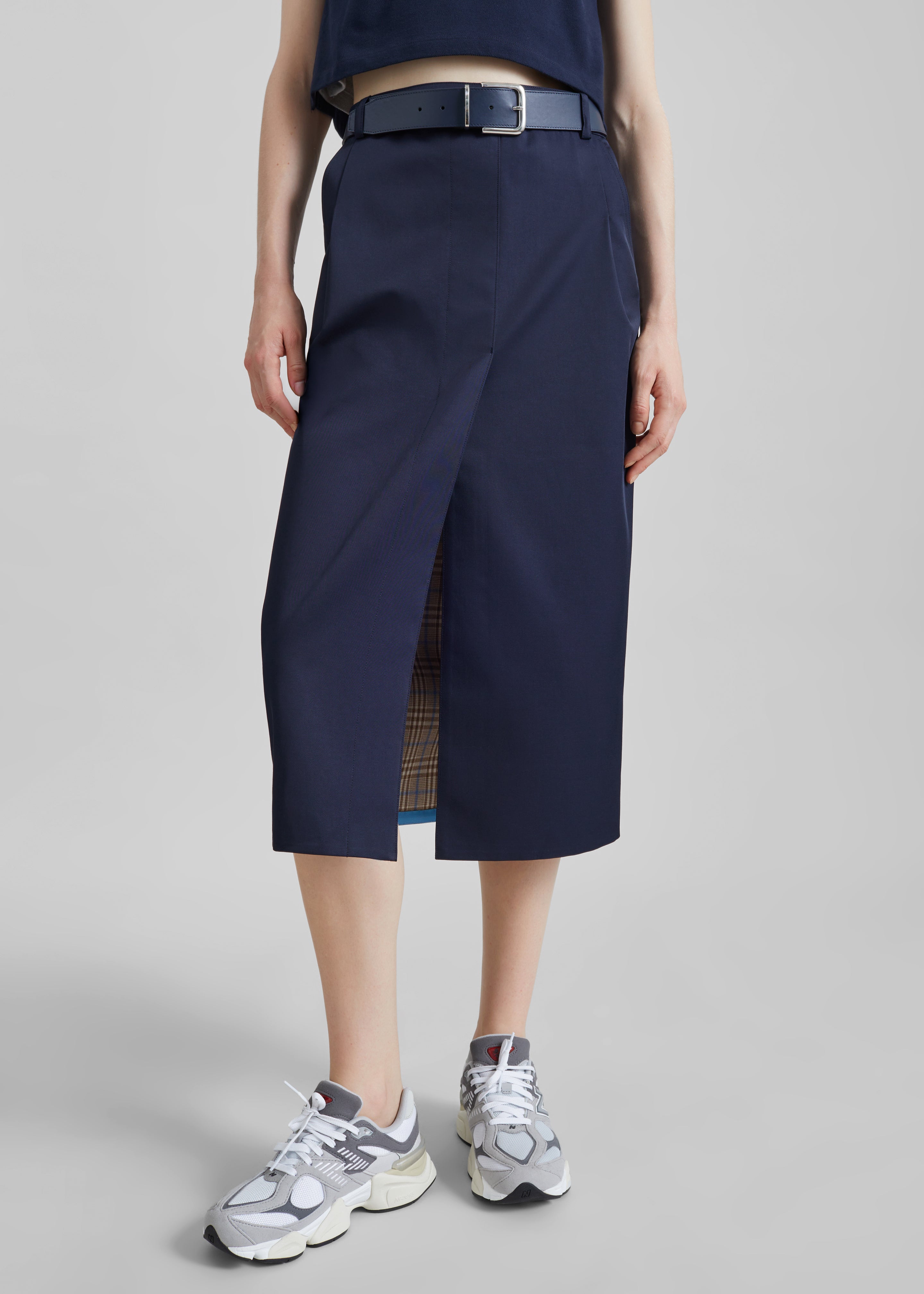 Elian Tailored Midi Skirt - Navy - 6