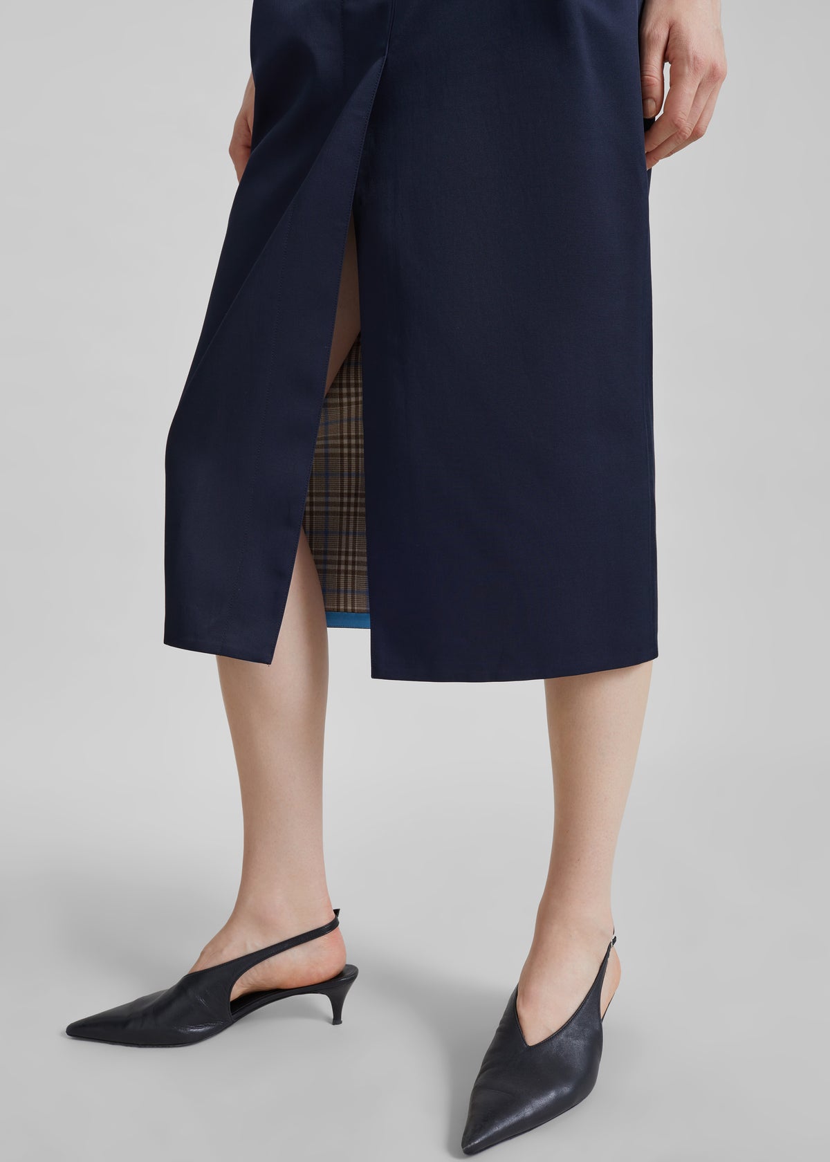 Elian Tailored Midi Skirt - Navy - 8