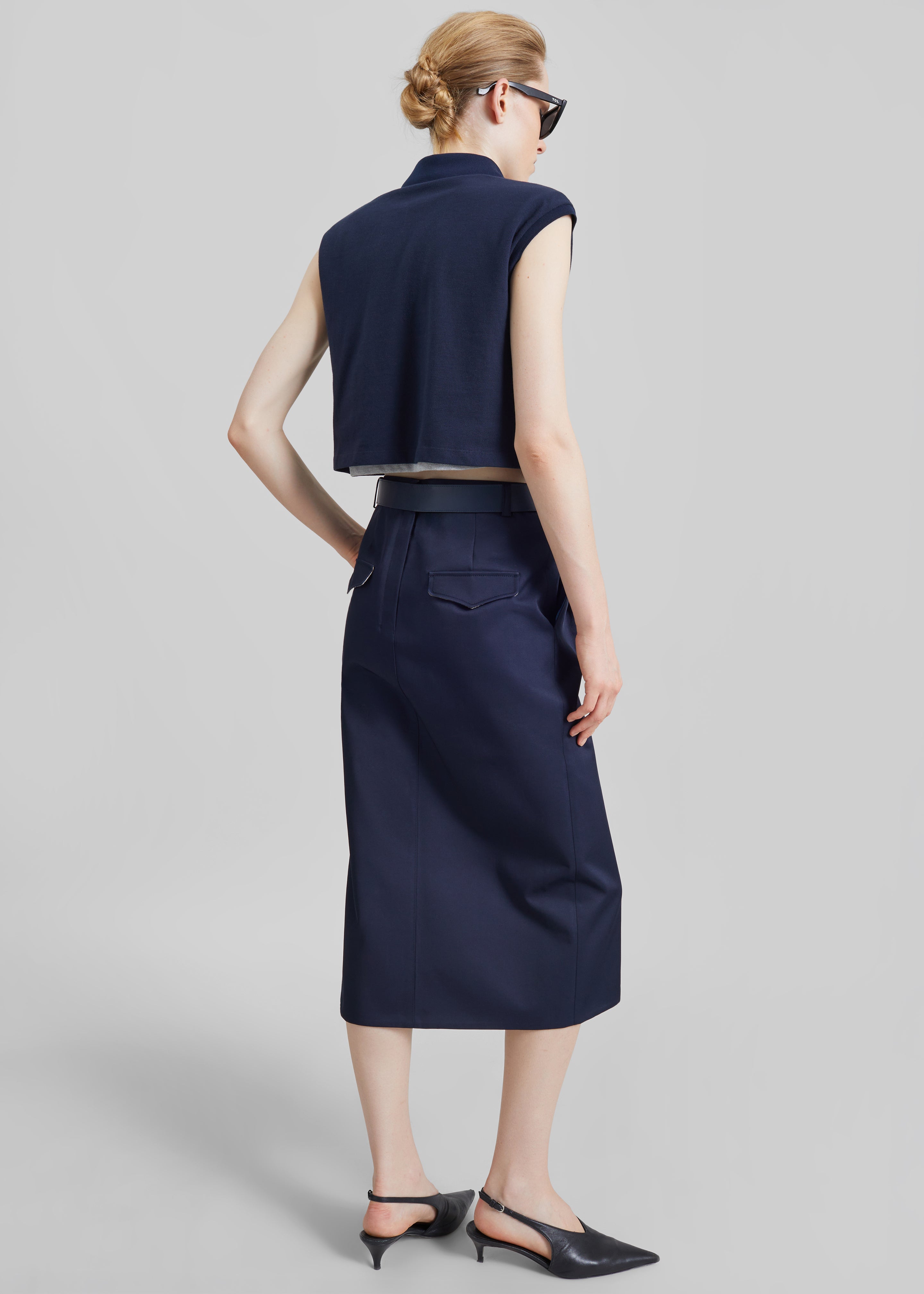 Elian Tailored Midi Skirt - Navy - 9