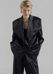 Eliane Satin Blazer - Black