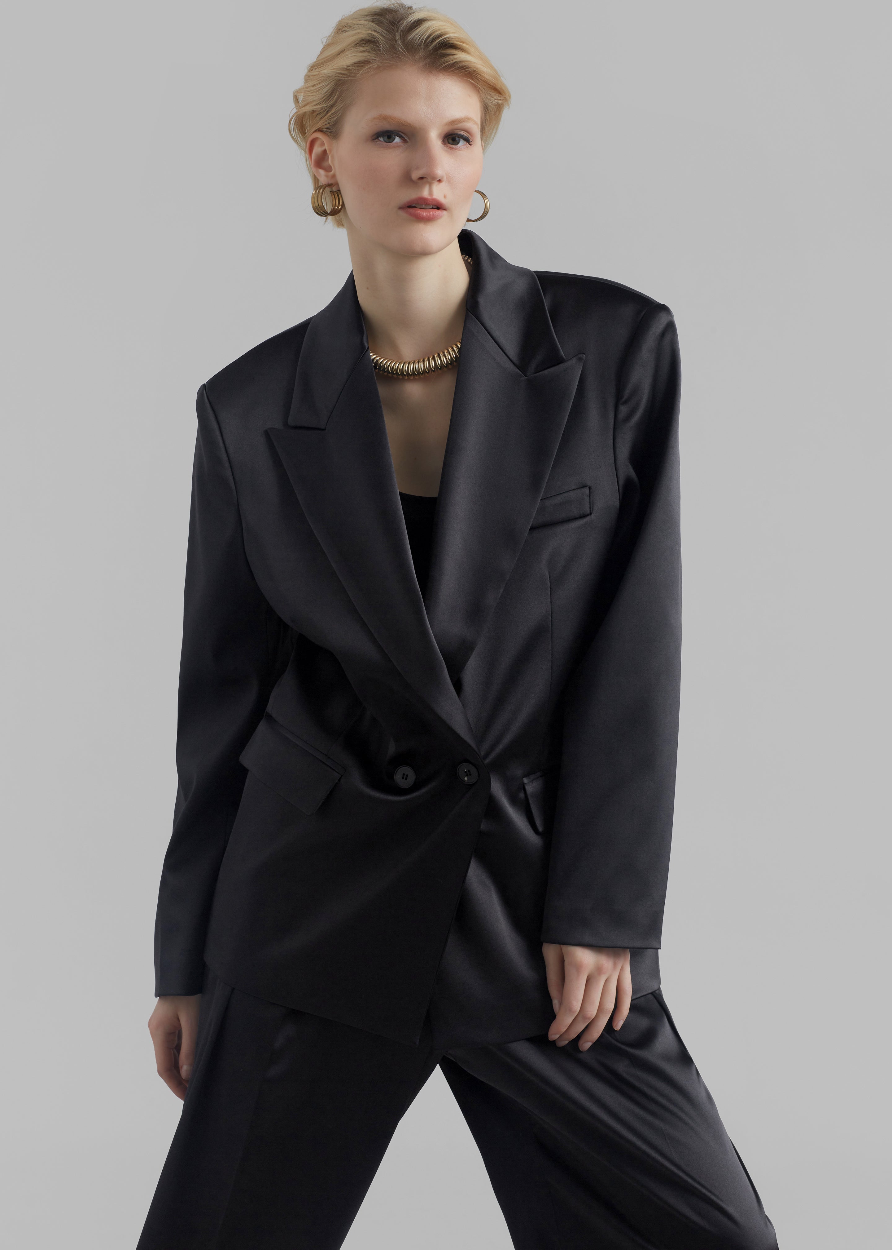 Womens black satin clearance blazer