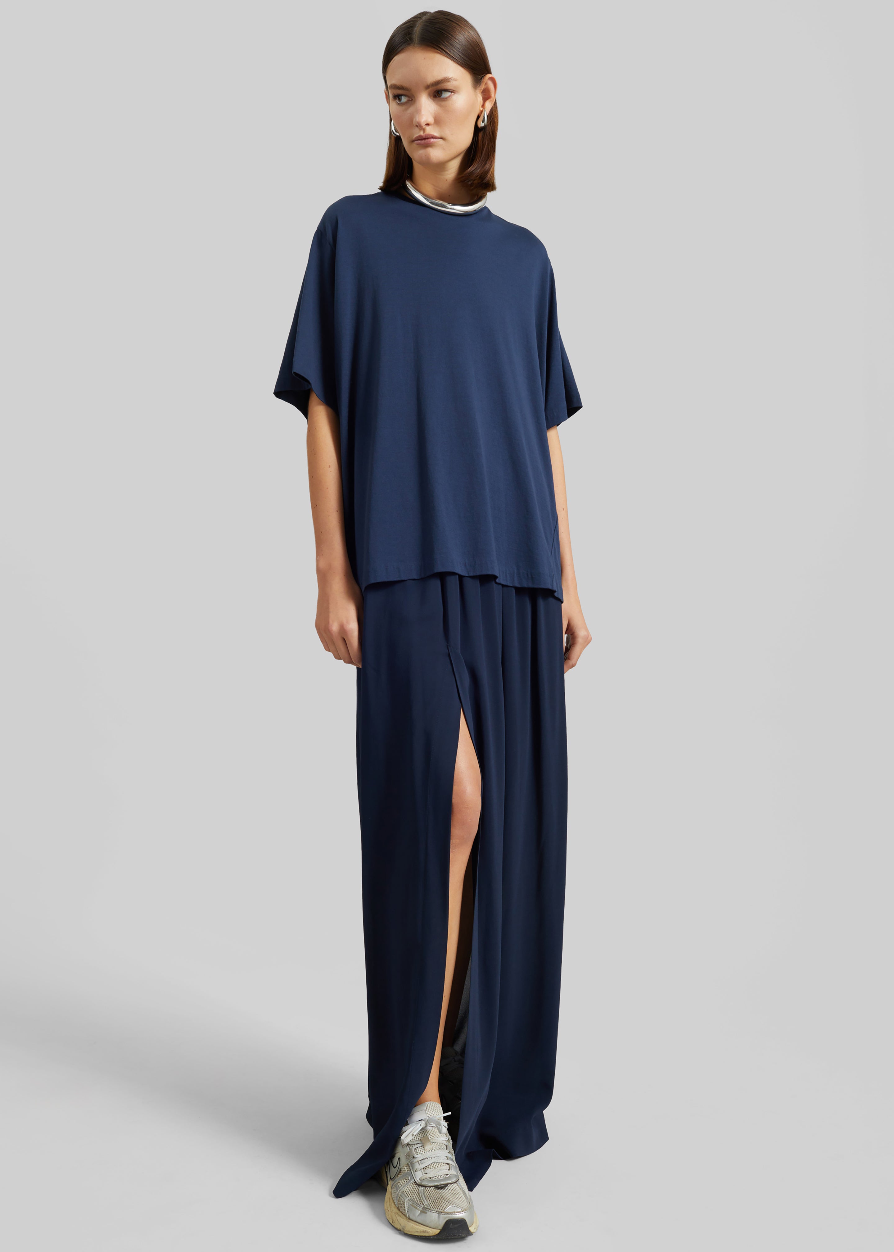 Elie Silk Fluid Maxi Skirt - Navy - 1