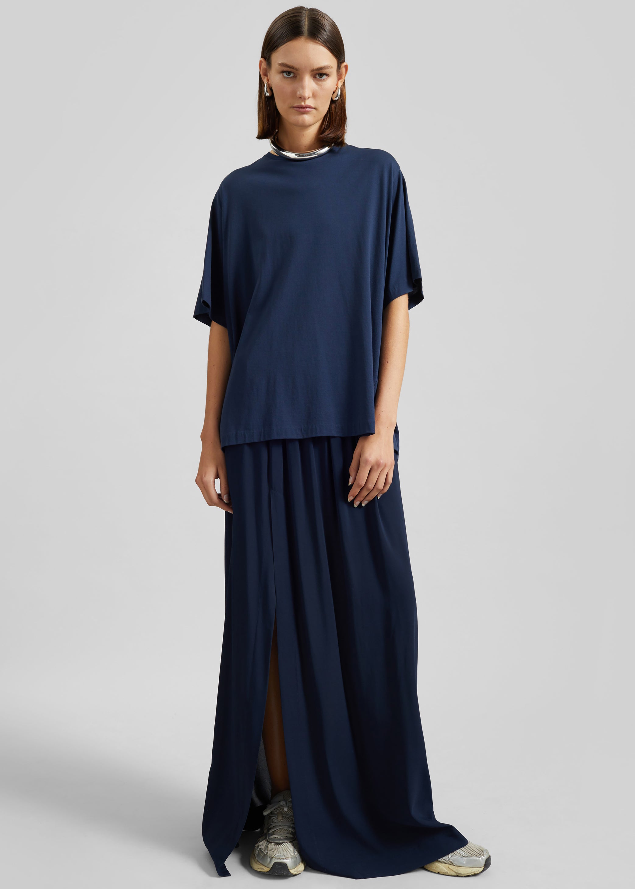 Shop the look image for Elie Silk Fluid Maxi Skirt - Navy