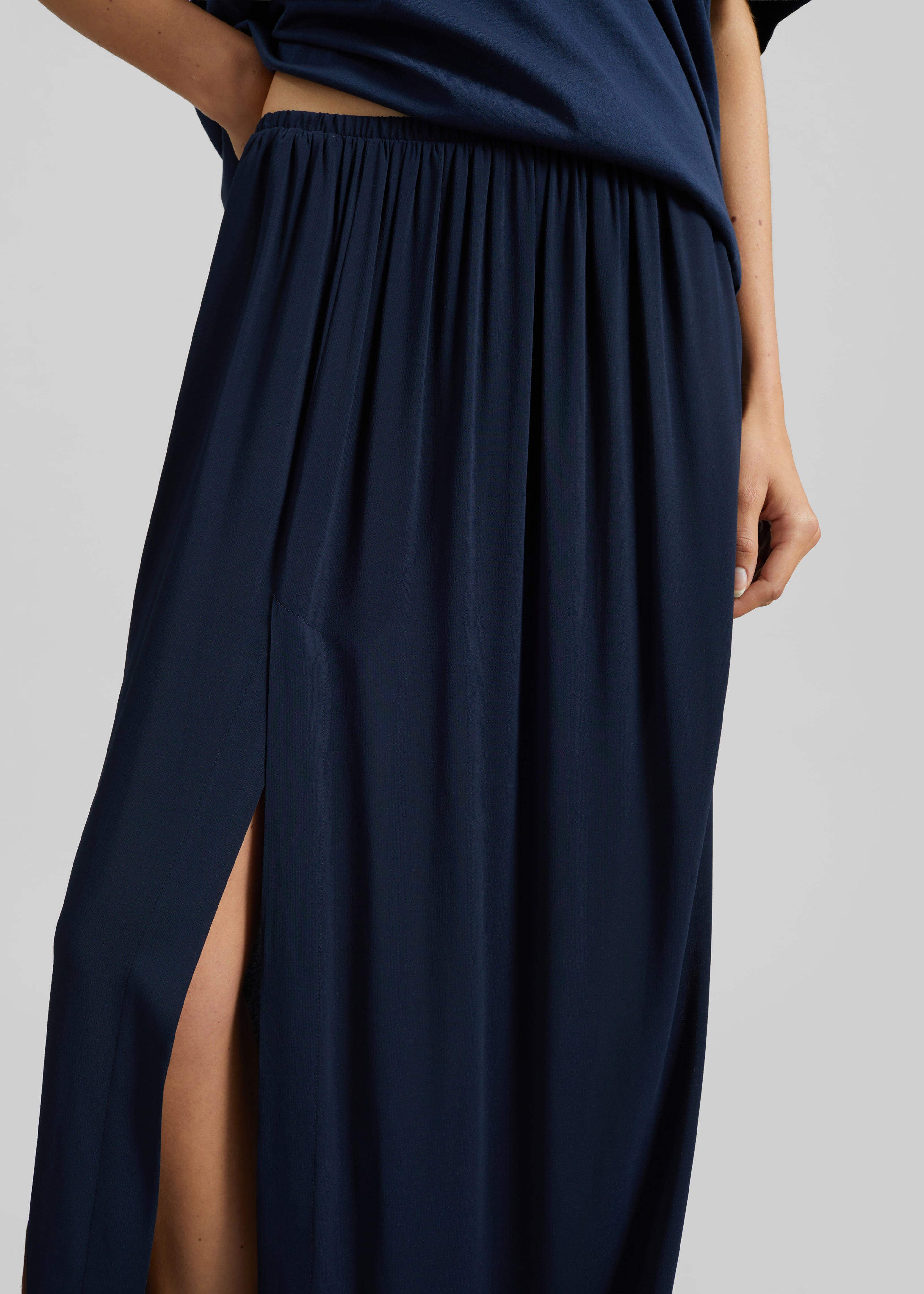 Elie Silk Fluid Maxi Skirt - Navy - 5