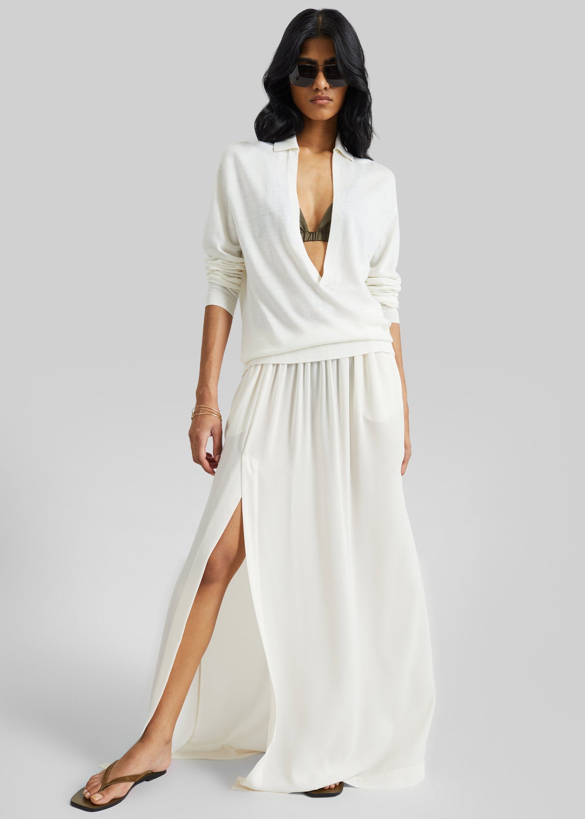Elie Silk Fluid Maxi Skirt - Ivory - 3