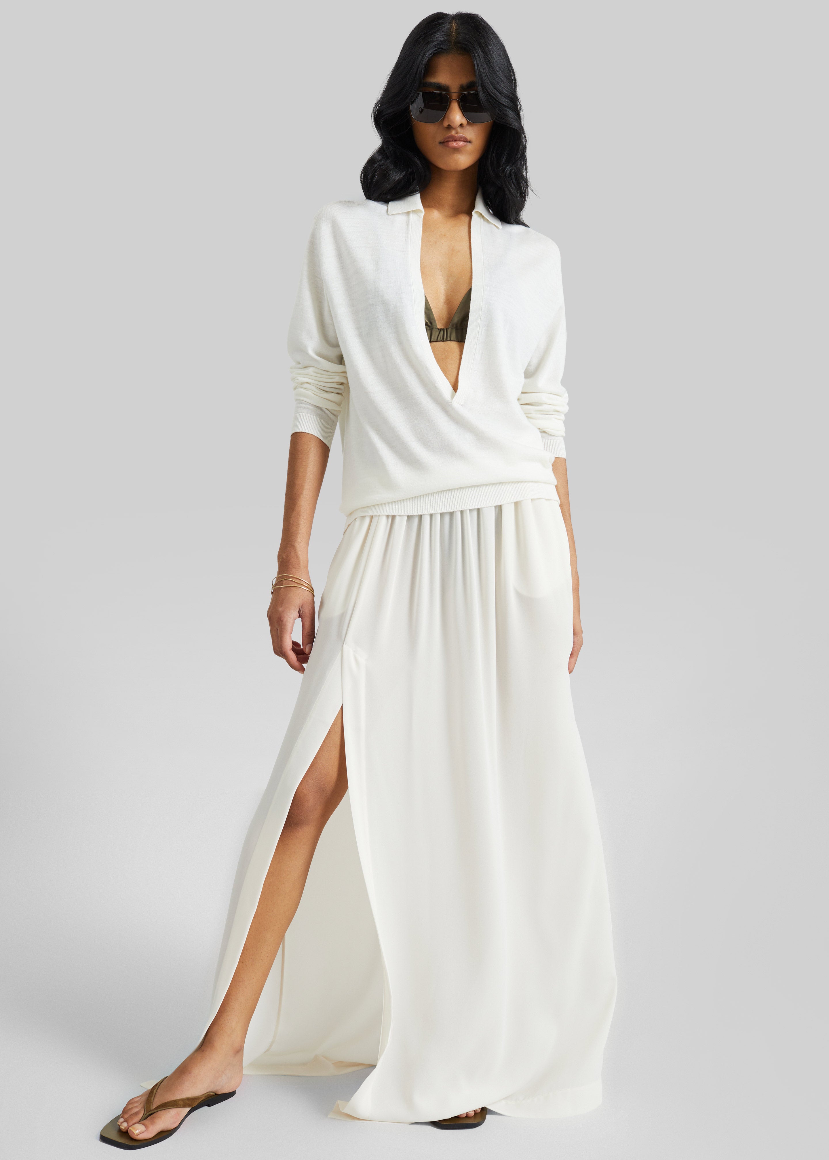 Elie Silk Fluid Maxi Skirt - Ivory - 3
